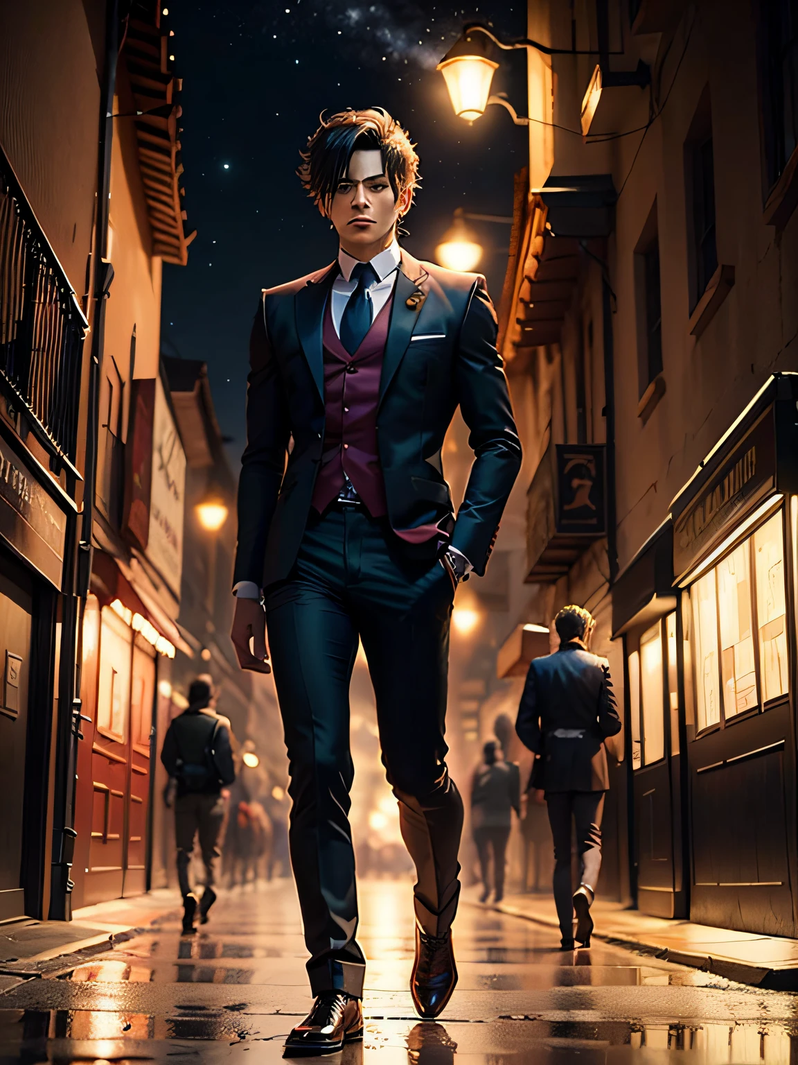 Anime men,Domineering,Down,Night scene,