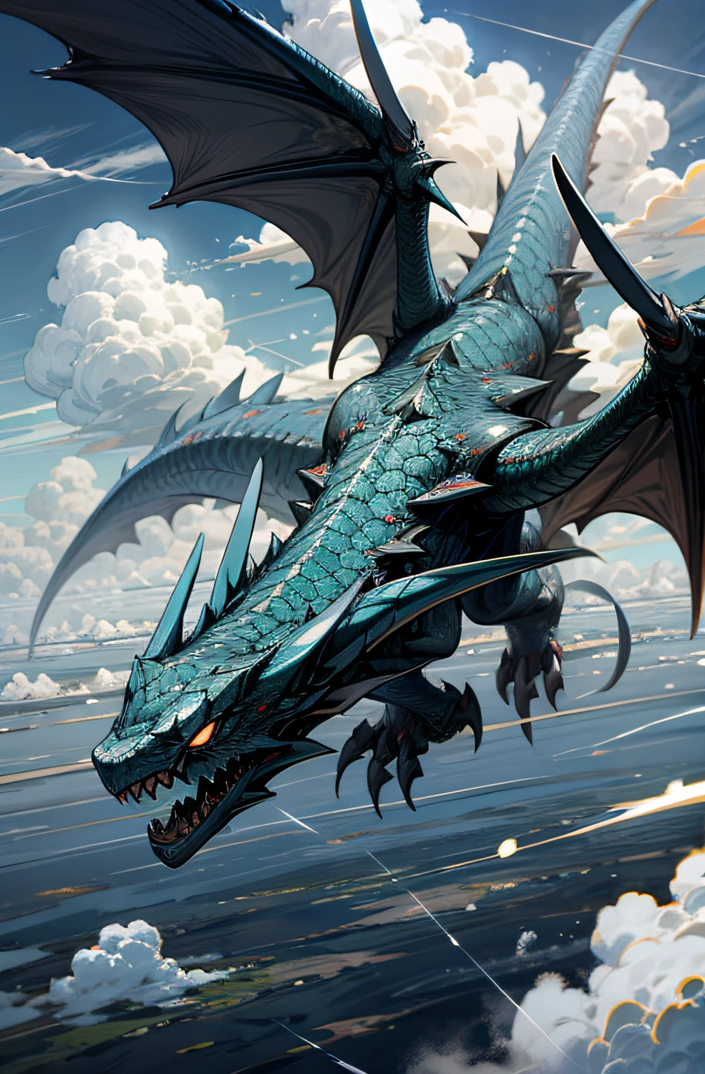 Dragons fly in the clouds
