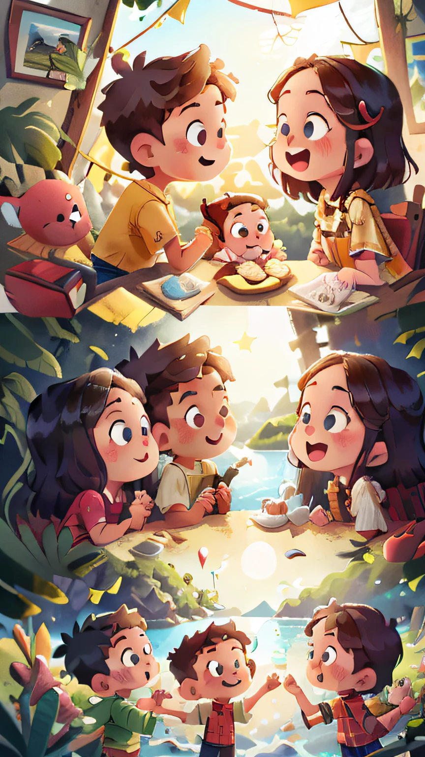 By the sea, my family consists of six parents and four brothers