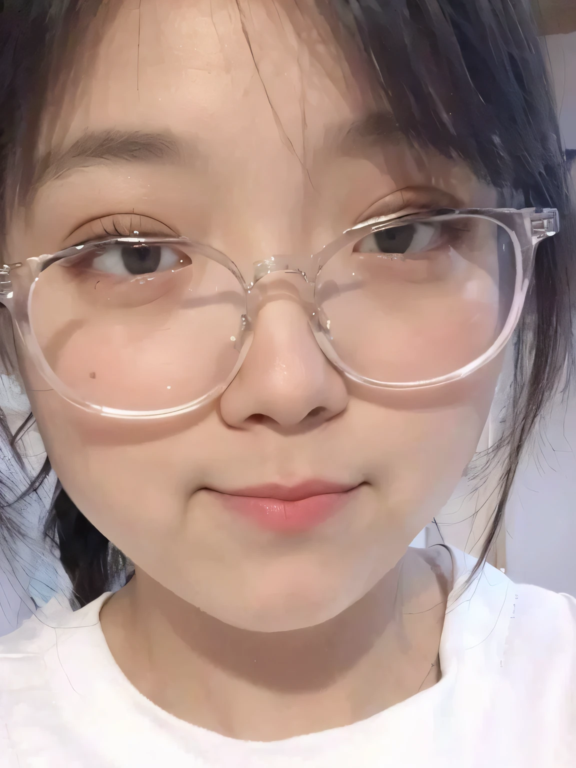 Quiet，adolable，Wear clear glasses，16-year-old girl，8k，high qulity，superrealism，Pure，