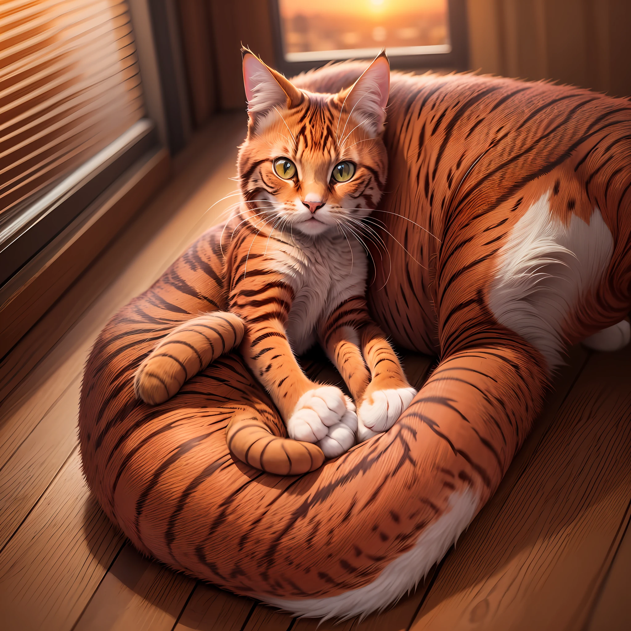 a red cat in the house sunset, 4k. --auto --s2