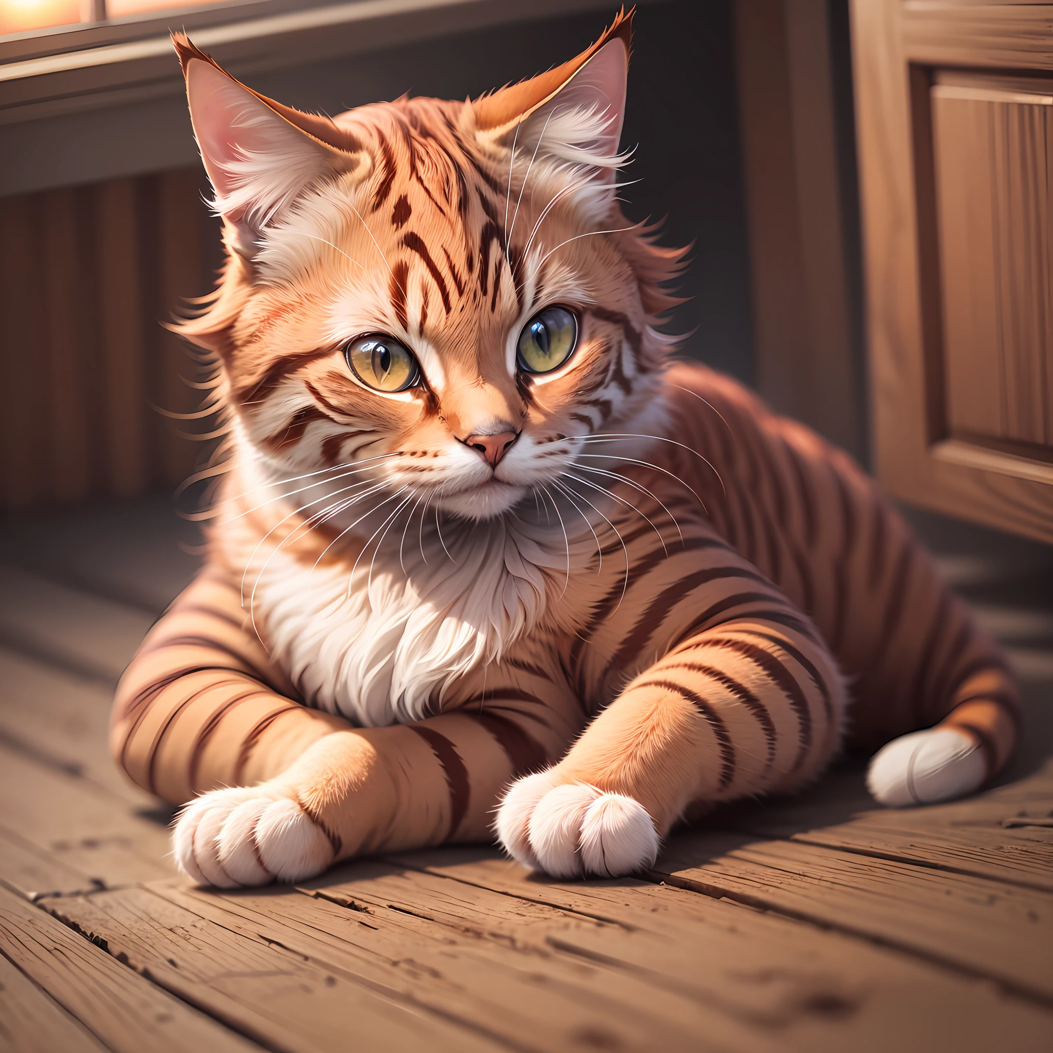 a  red cat in the house sunset, 4k. --auto --s2