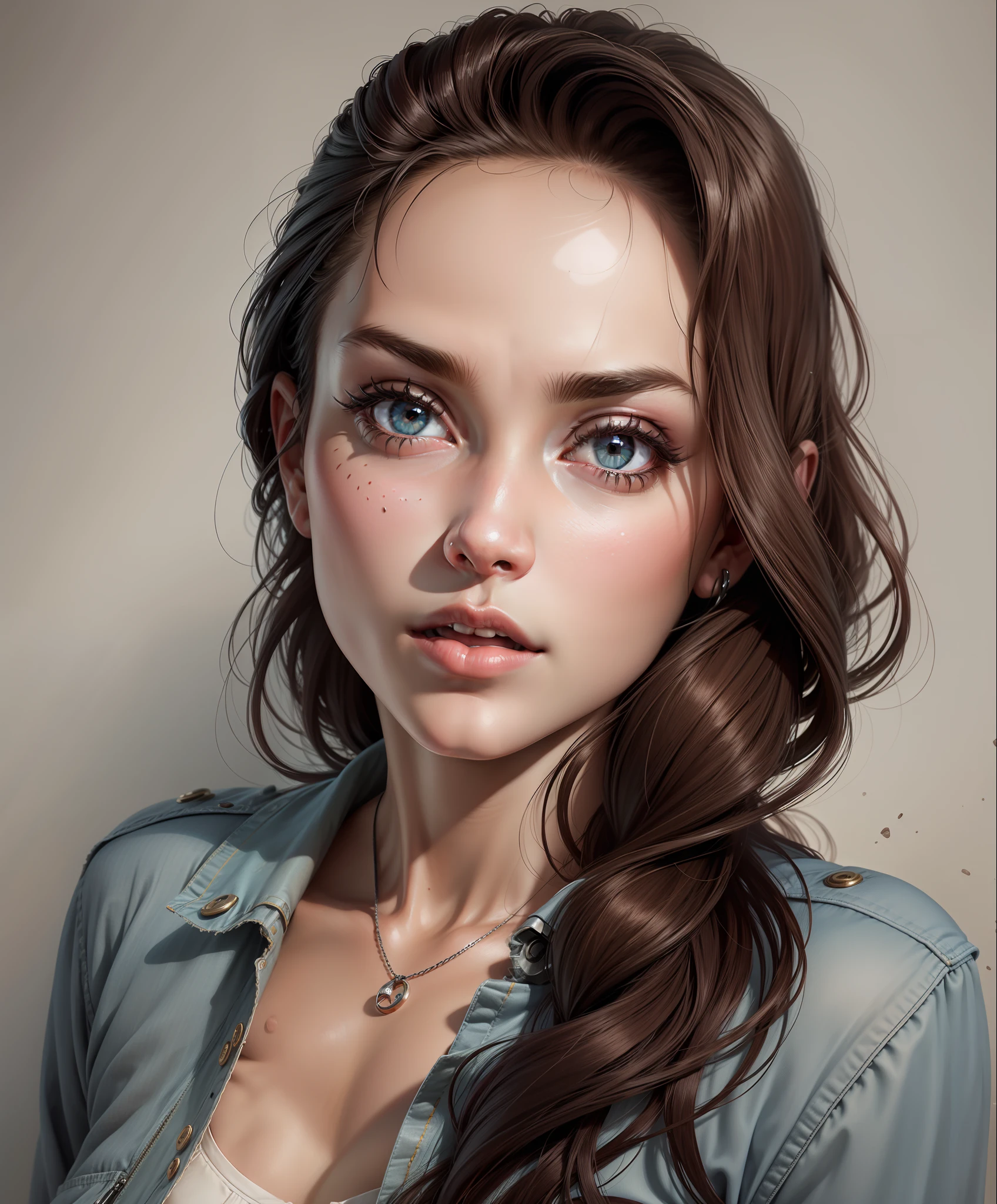 Foto realista 8k,with lean body with small bust and covered in metal like a robot