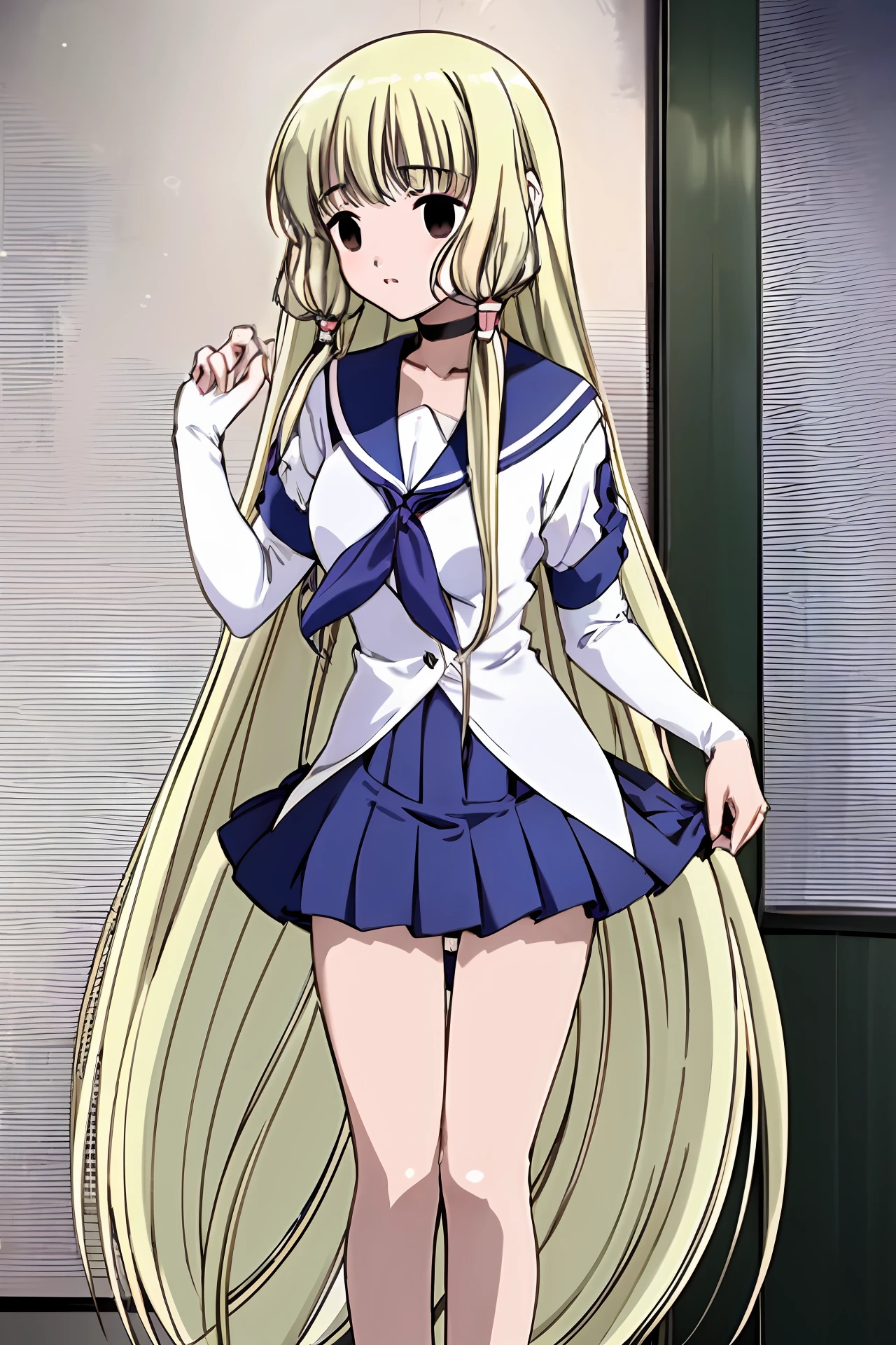 Blushing 18 year old girl sailor suit anime skirt lifted lewdness