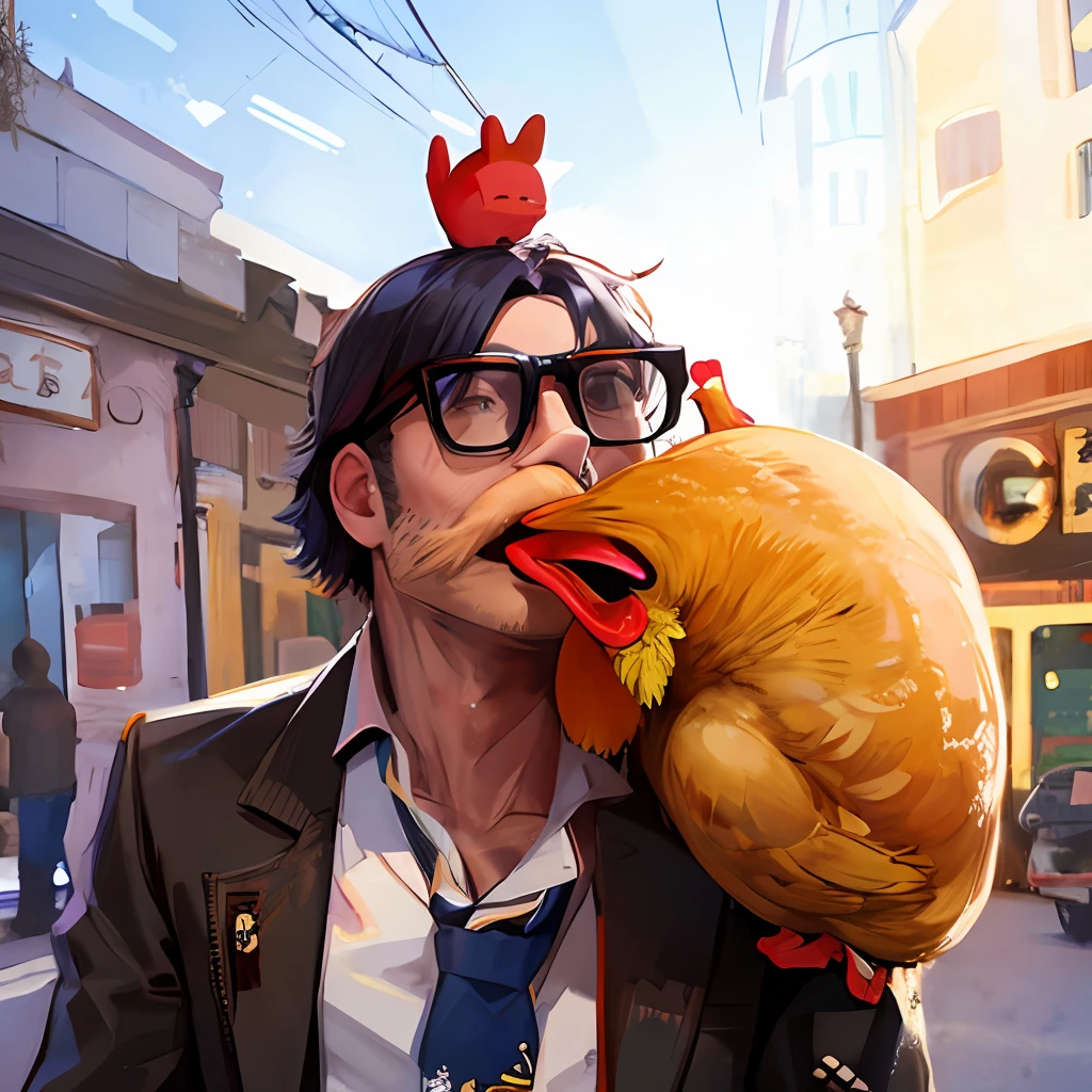 Chicken wearing glasses