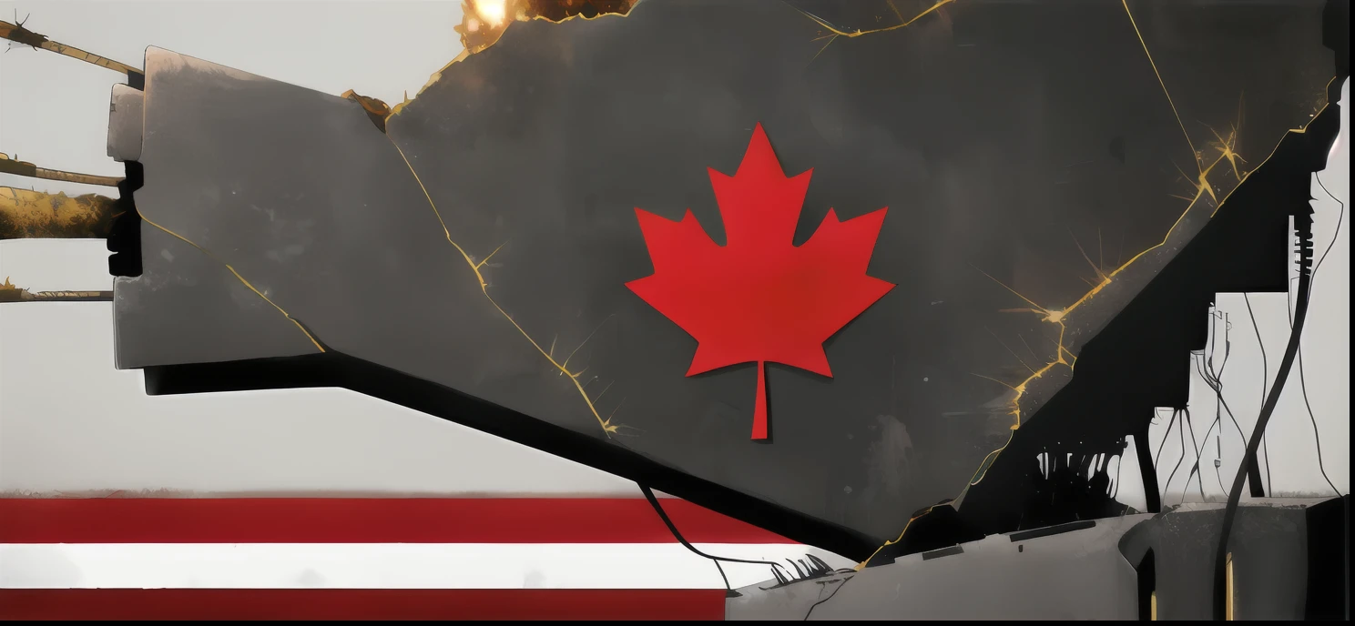 Internet cables and sparks bust through Canadian flag