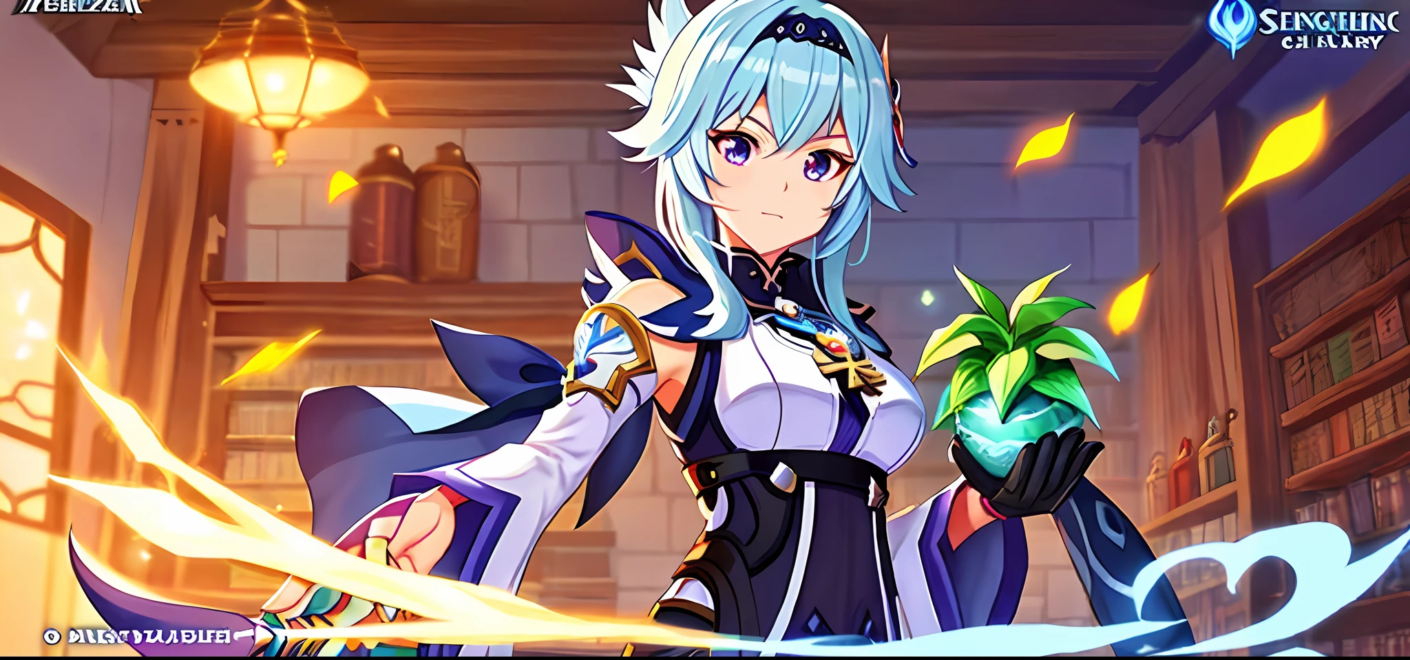 anime character standing in a room with a lot of plants, alchemist girl, he is in a alchemist lab, crisp clear rpg portrait, Kushatt Krenz Key Art Women, black-haired mage, Ayaka Genshin impact, alchemist library background, drawn in anime painter studio, cyborg merchant girl, fus rei, alchemist lab, aqua from konosuba