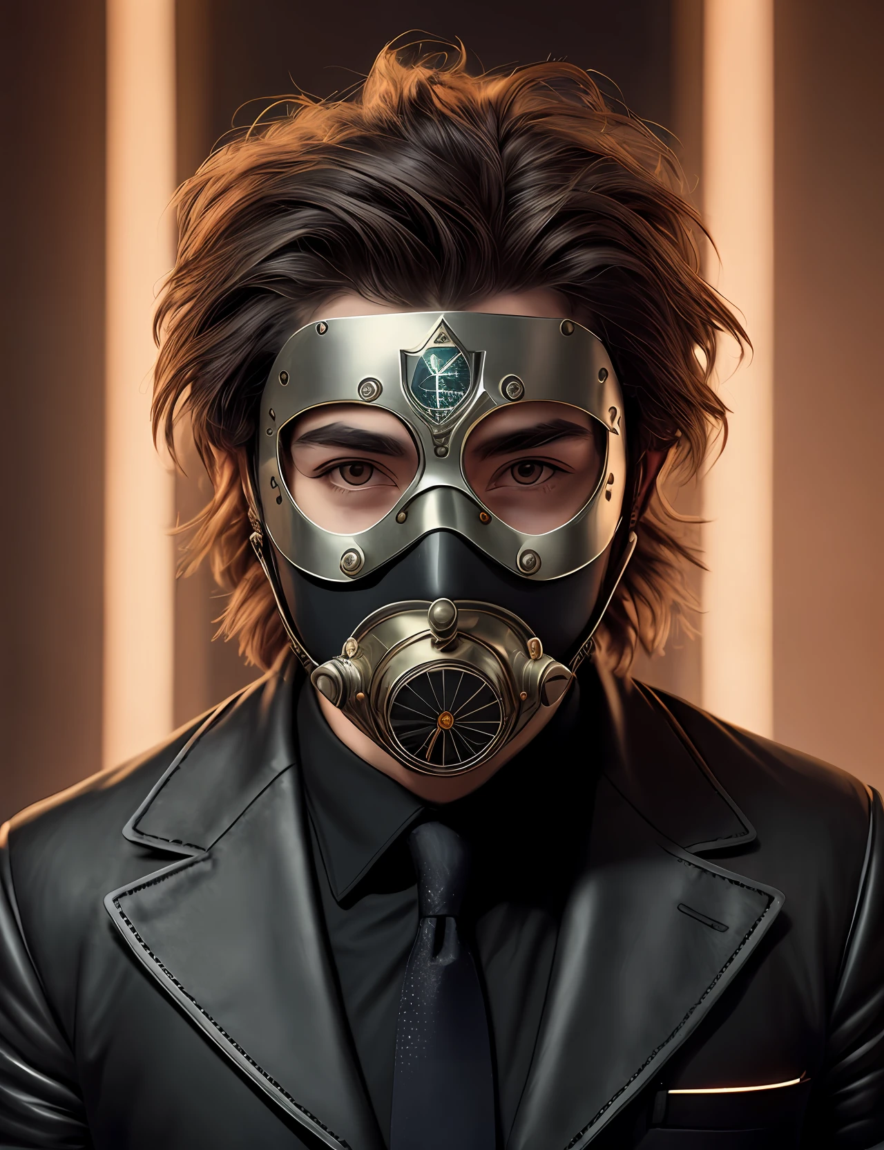 Brunette boy,secret agent,Protective goggles,thick eyebrow,holding gun,Cold