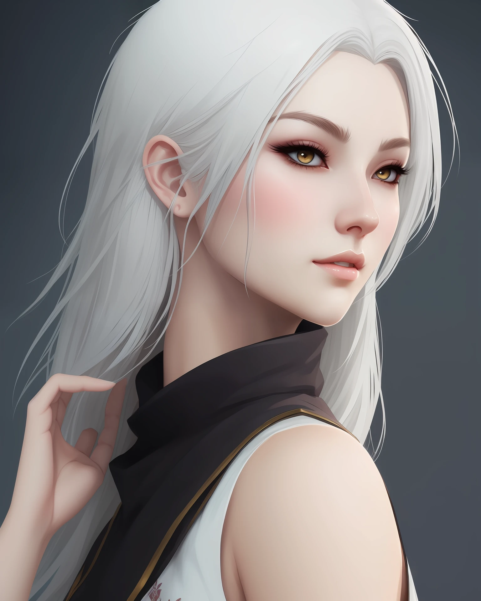 a close up of a woman with white hair and a white mask, beautiful character painting, guweiz, artwork in the style of guweiz, white haired deity, by Yang J, epic exquisite character art, stunning character art, by Fan Qi, by Wuzhun Shifan, guweiz on pixiv artstation