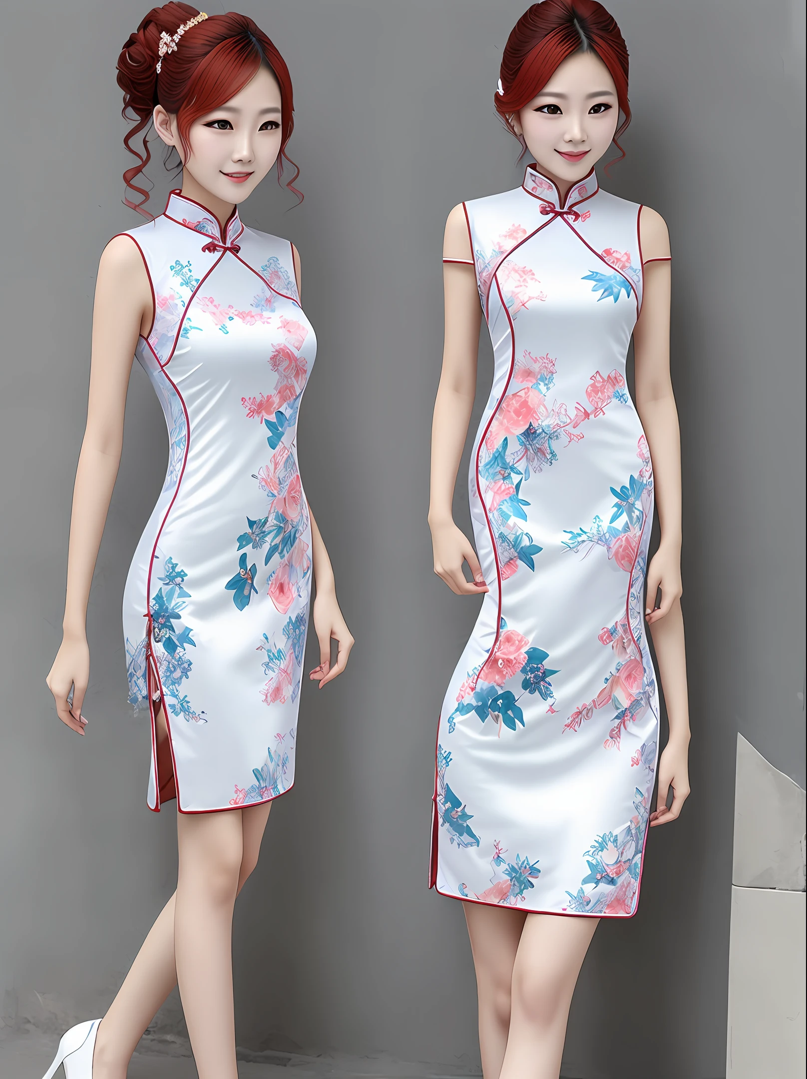Flame hair,Embossed flame,quadratic element,on cheongsam,Dresses