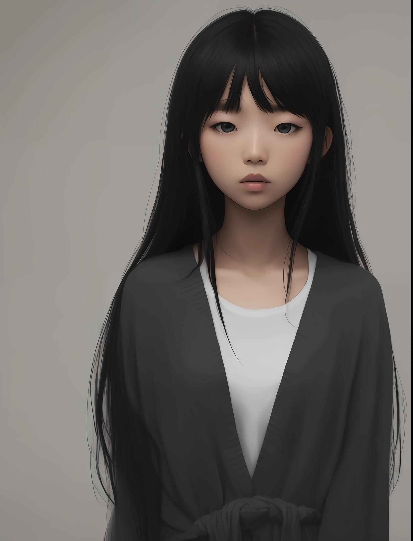 Black gloomy faceless girl