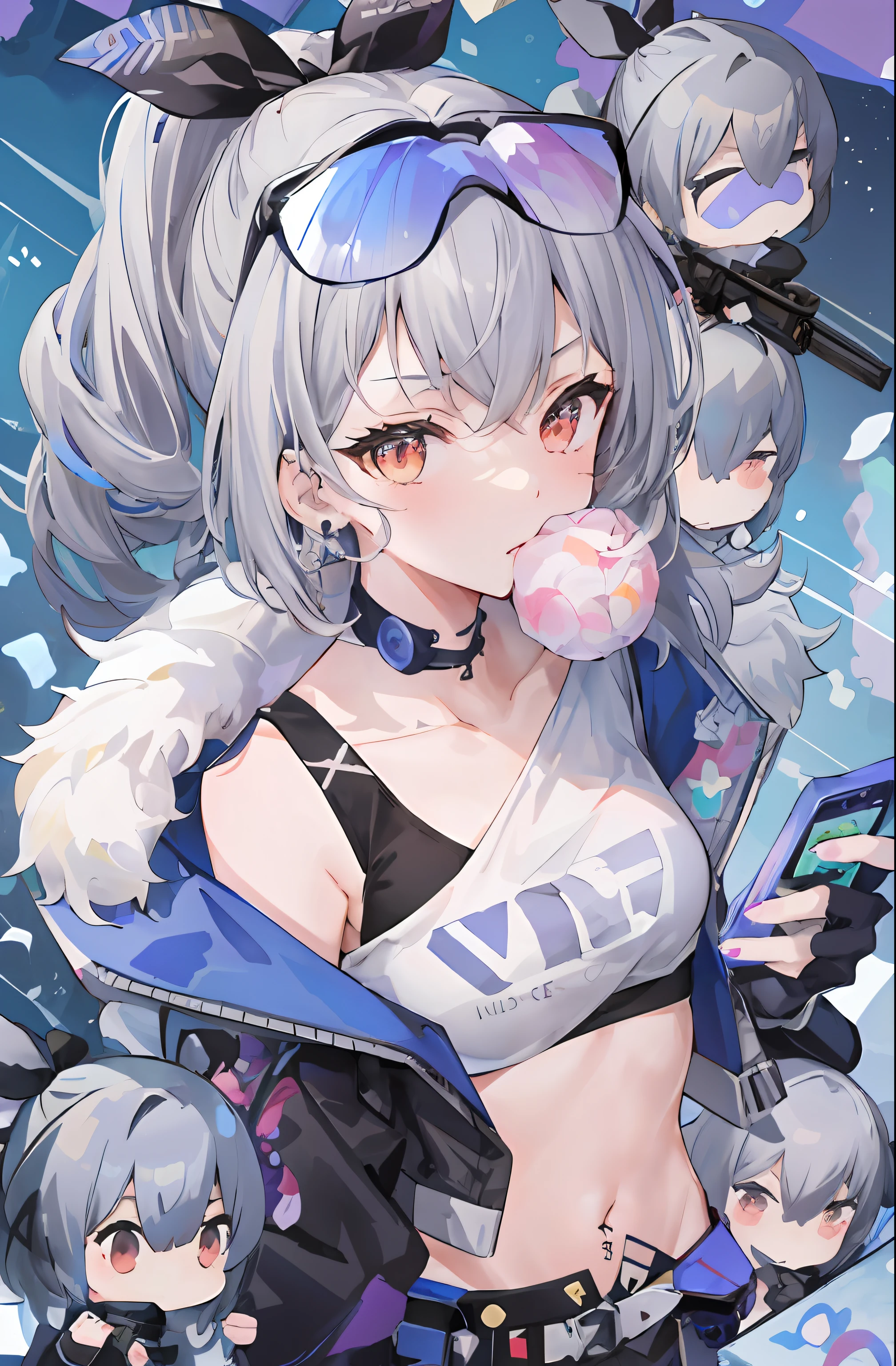 anime girl with a bunch of different hair and piercings, Best anime 4k konachan wallpaper, trending on artstation pixiv, Badass anime 8 K, Pisif 3DCG, from girls frontline, anime moe art style, Pisif, style of anime4 K, Kantai collection style, portrait anime space cadet girl, Highest rated on Pisif