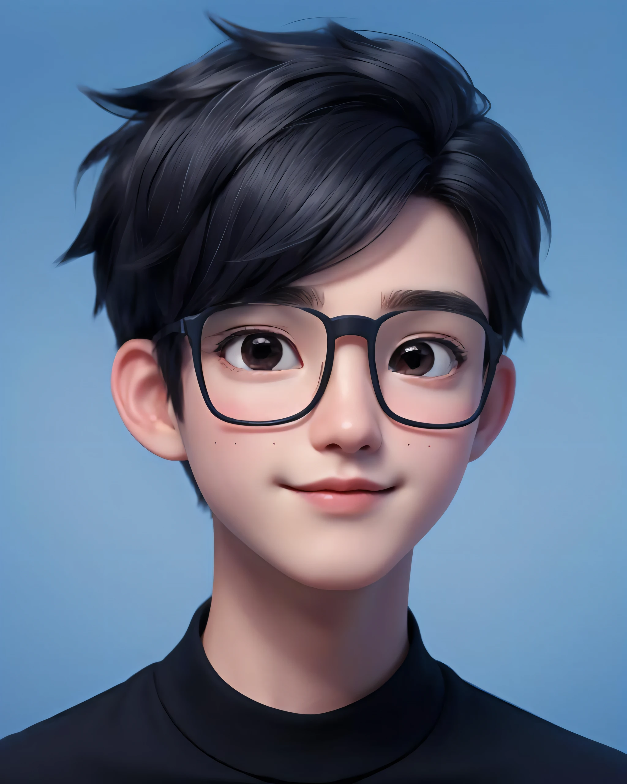 best quality, 1boy, solo, cartoon portrait , simple background, short hair, pink lips,
