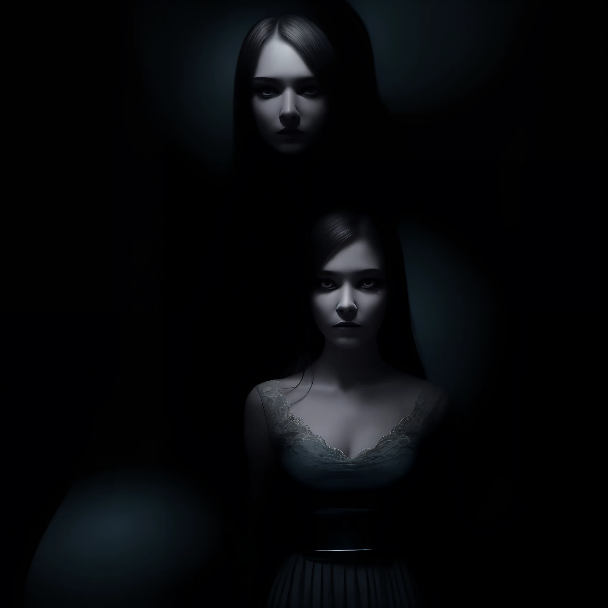 a female ghost,beautiful face,Eyes bleeding,White dress,An atmosphere of terror --auto