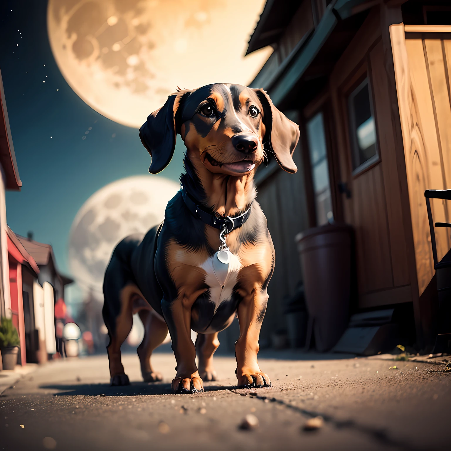 Dachshund yellow full moon saucer alley --auto