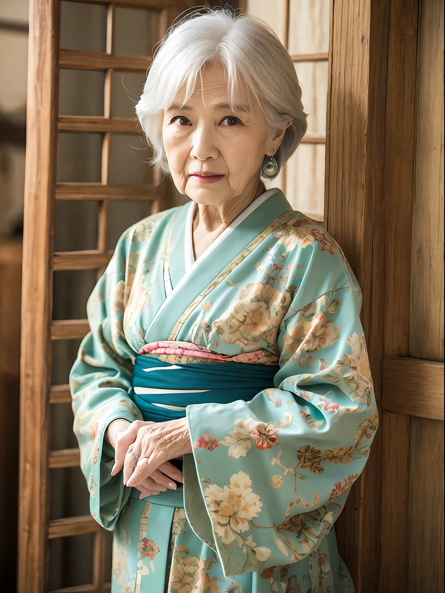 ​masterpiece、top-quality、1人の女性、Grandma、old women、70yo、japanes