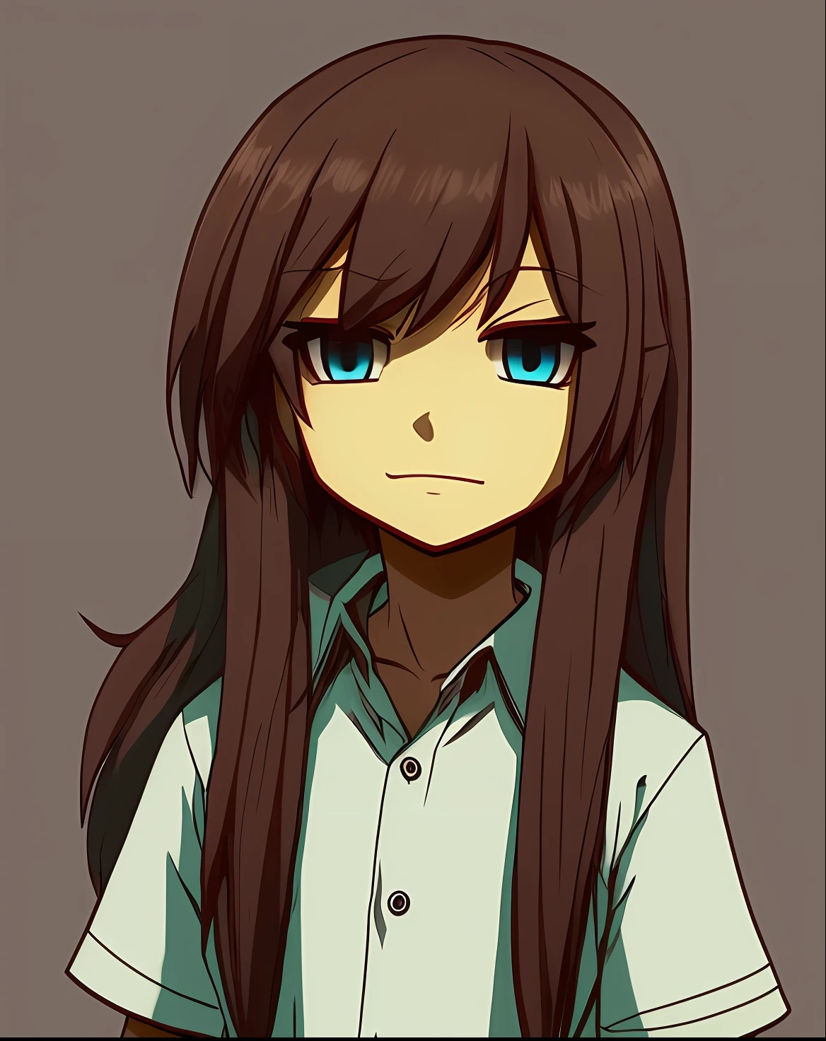 Chara undertale, cabelo castanho, camisa listrada, olhos vermelhos, segurando faca, olhar assassino, ( ultra realista) --auto