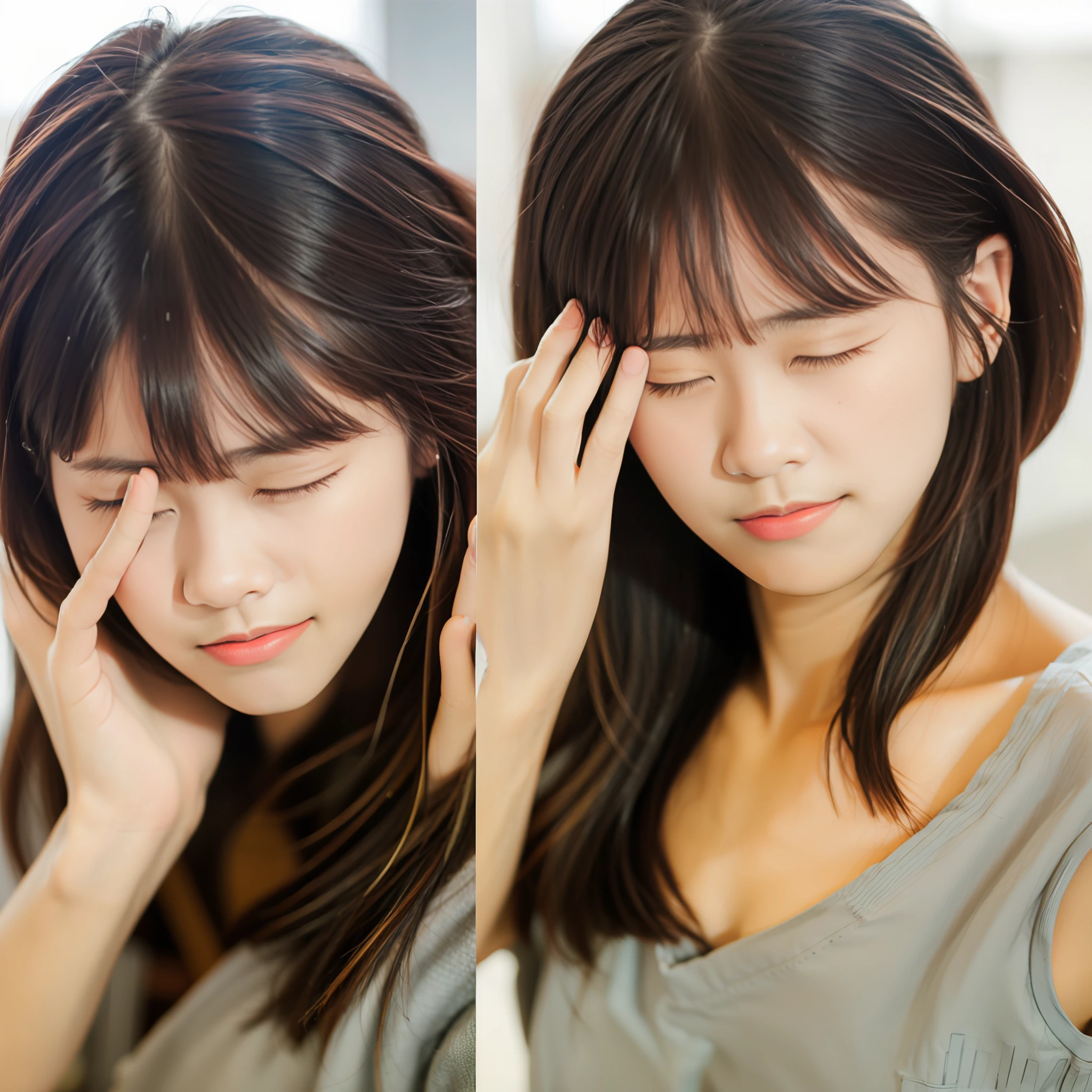 Bangs cover the eyes of men