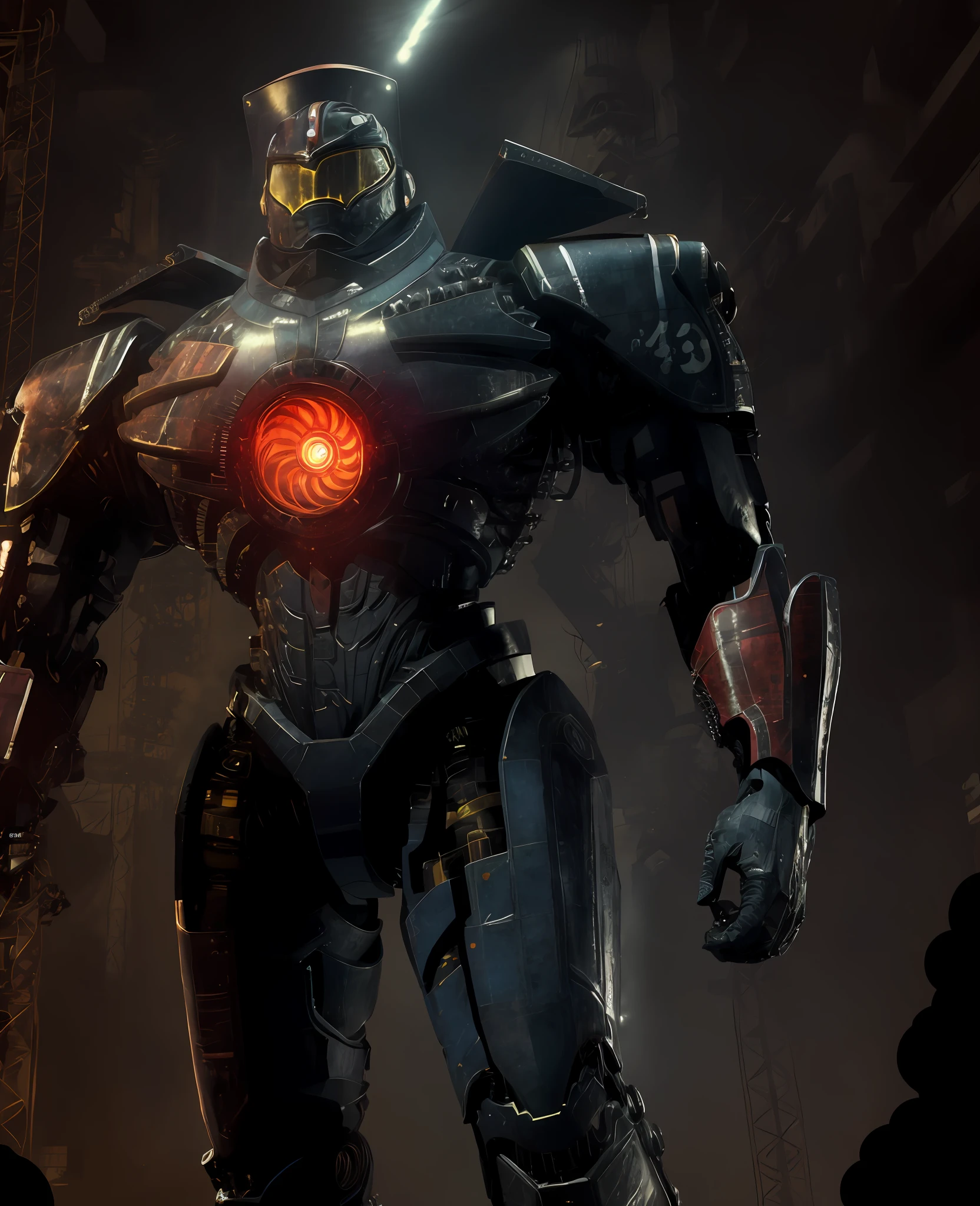finedetail,4k wallpapers,Stretch your arms,The body and arms are well defined,full bodyesbian,tmasterpiece,best qarity,mechs,Gypsy danger,realisticlying,Red theme,fanciful,NOhumans,scenecy,Yuki,nevando,pylons,On land,There is a five-star red flag on the chest