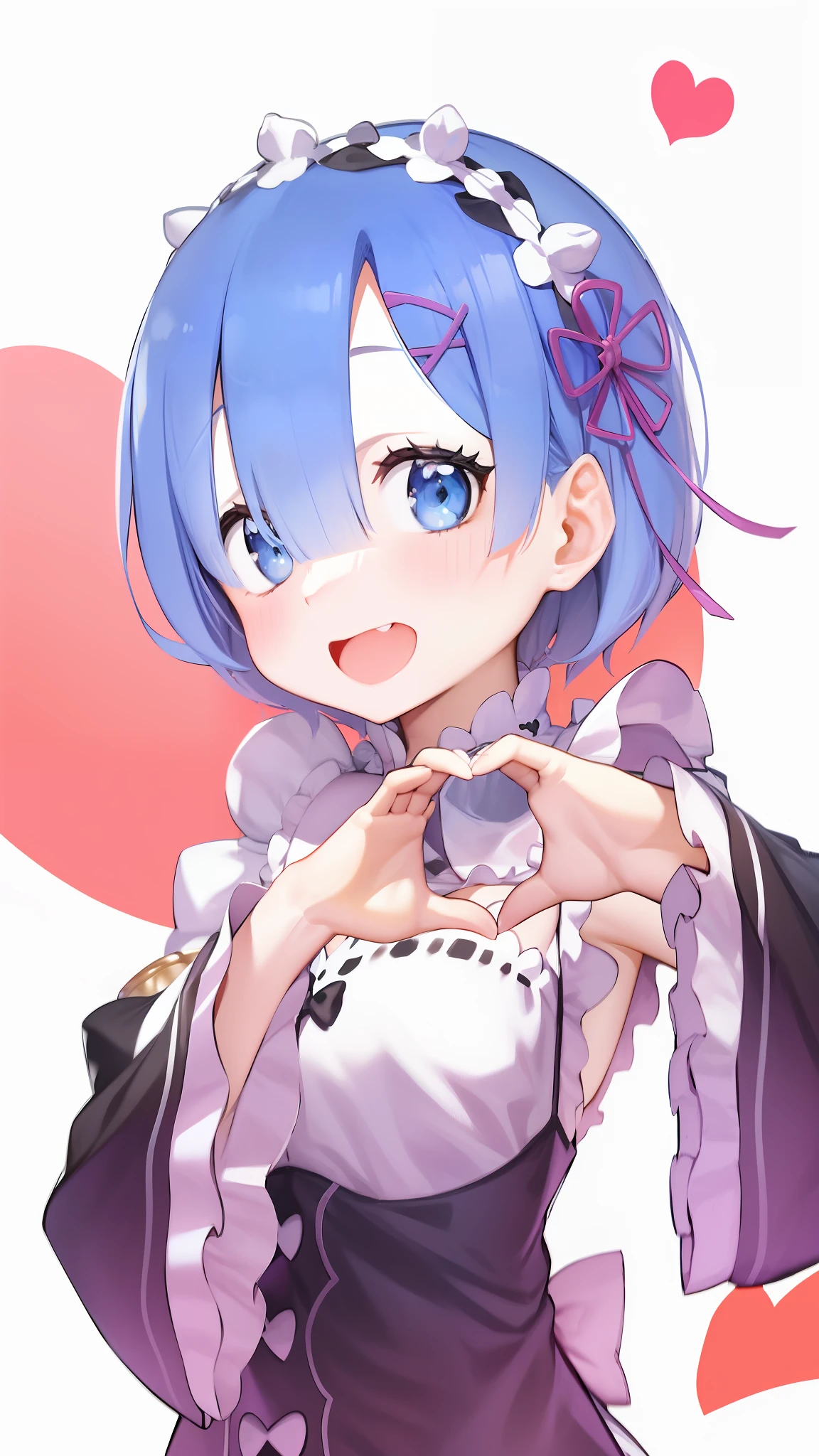 a close up of a person with a heart shaped object in their hand, Rem Rezero, anime visual of a cute girl, small curvaceous ****, anime moe art style, ****, **** in dress, small **** girl, 2d anime, 2 d anime style, anime girl named lucy, r / art, r/art, r /art