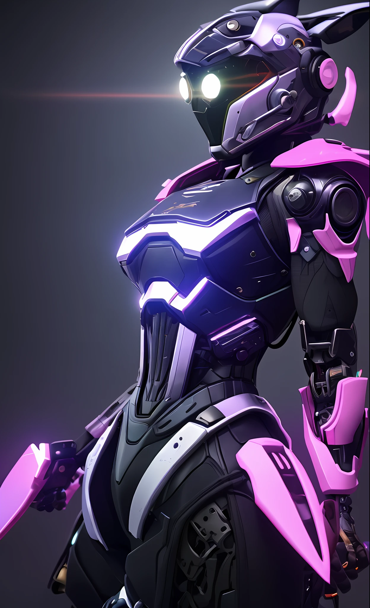 A highly detailed「Rabbit-shaped cyborg」3D rendering of a|cyborgs]Pink cybernetics and pink armor、tmra、8K、Sub-surface scattering、Specular Light、Hi-Res、octane renderings、Ray traching、Pink rabbit ears、Mobilesuit