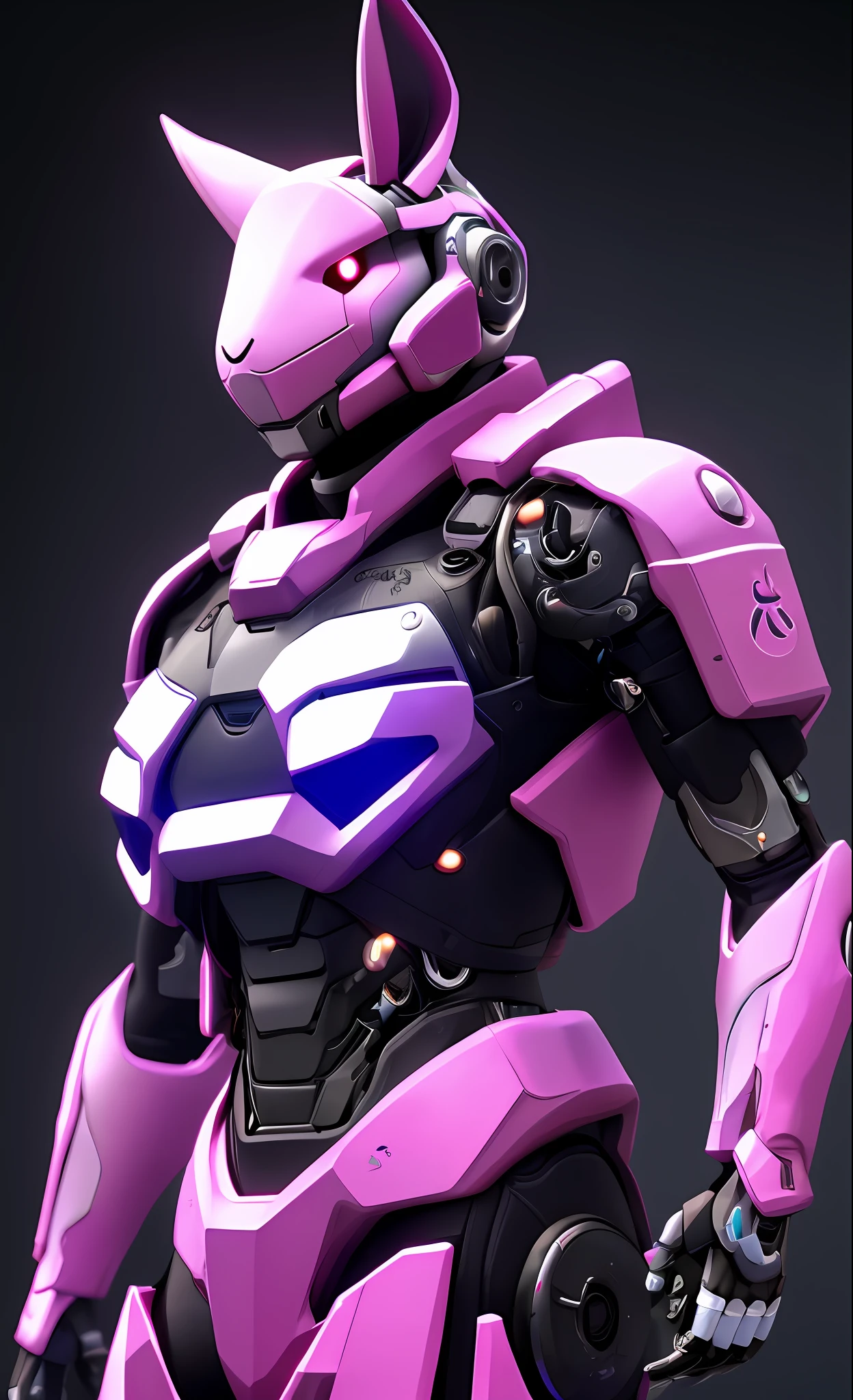 A highly detailed「Rabbit-shaped cyborg」3D rendering of a|cyborgs]Pink cybernetics and pink armor、tmra、8K、Sub-surface scattering、Specular Light、Hi-Res、octane renderings、Ray traching、Pink rabbit ears、Mobilesuit