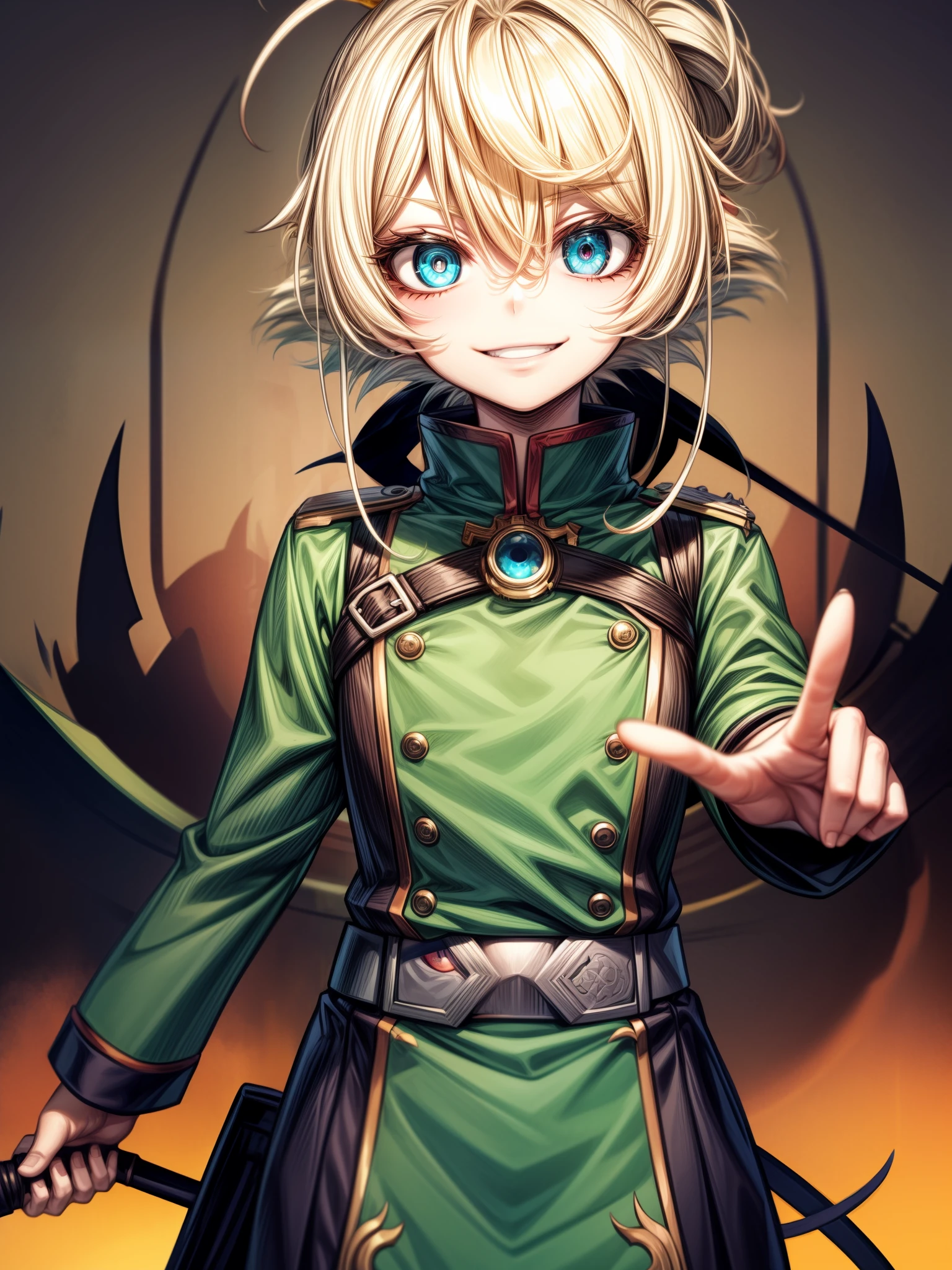 Tanya Degurechaff, Uniforme Miitar, psychotic smile, baixa estatura, Olhos assassinos, psychotic eyes, montanha rochosa