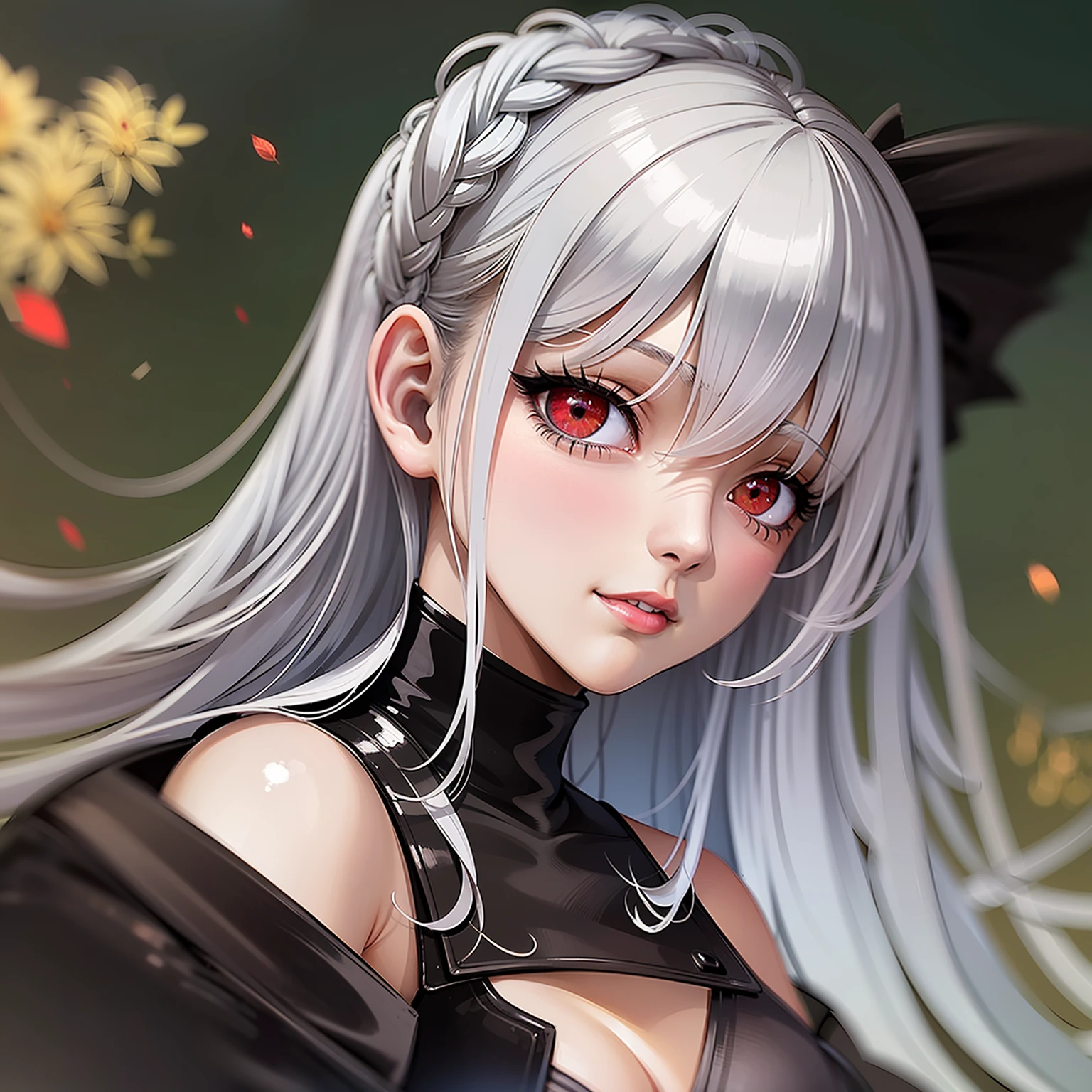 hair bobbles, wince, longeyelashes, solid circle eyes, light smile, ear blush, fang, white hair, mole under eye, red eyes, anime, Luminism, high detail, Romanticism, Monet, pov, 8k, super detail, ccurate, best quality --auto