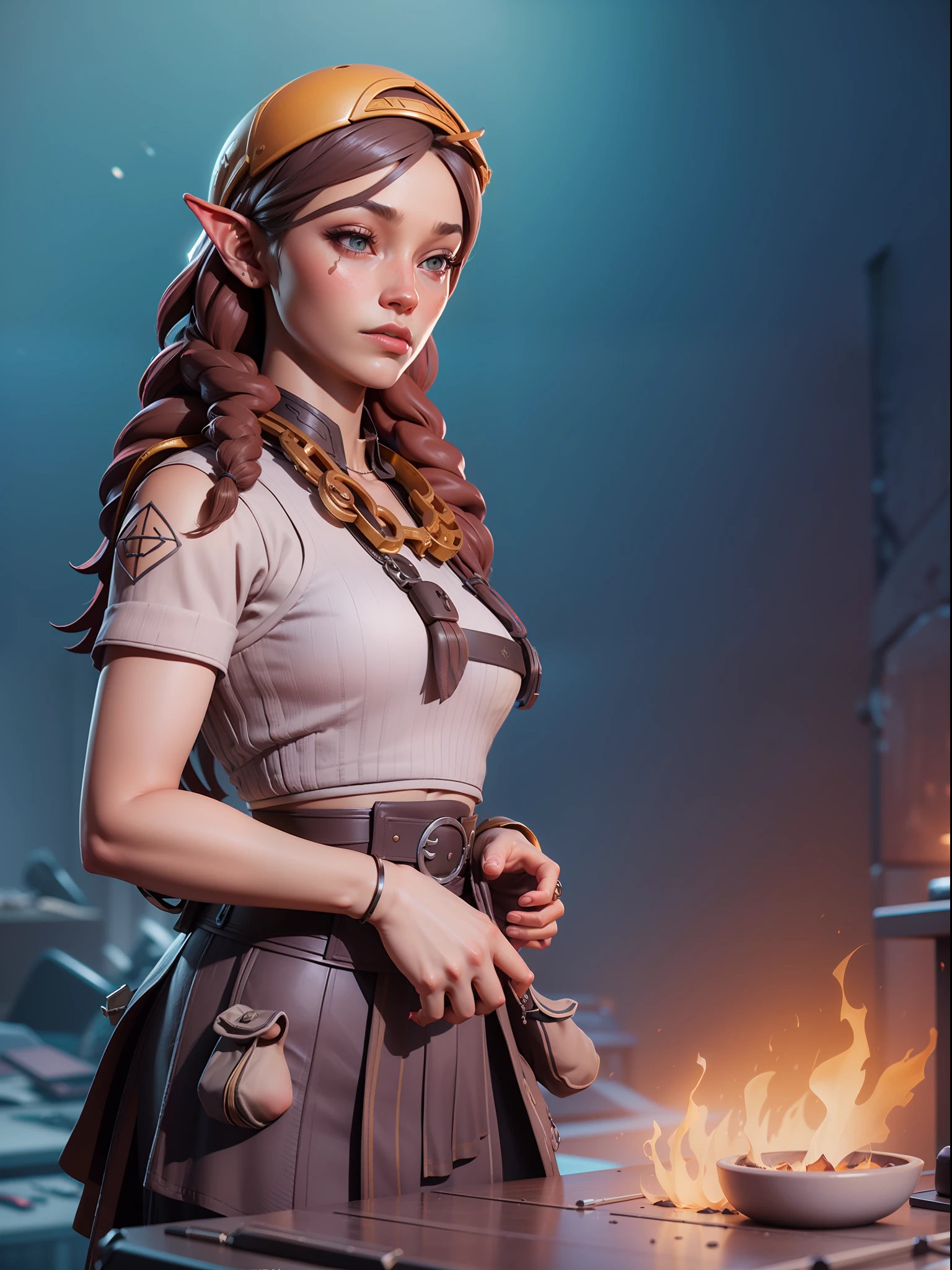 MongolPunkAI 3d portrait of a beautiful woman, elf lady, in medieval clothes, 1girl, long hair, tiny breasts, solo, red vibrant natural skintone 1:2, jewelry, black eyes, black hair, ring, with a Sad expression on her face,viewer parted lips, ArtStation, CGsociety, 8K, Surrealist, Zbrush, Unreal Engine 5, Bright colors, Greg Rutkowski,  Darksynth, Weta Digital, Focus, Octane Rendering, Super Sharp, Cinematic Light, High Quality, High Resolution, Style Smooth Color Manga Hayao, Photorealistic, High Detail, 8K, Trending Artstation, Octane Rendering, Cinematic Lighting, 3D Rendering, Vray Caustics, Volumetric Lighting, Dark Atmosphere, Moody Colors, Awe, Concept Art, Unreal Engine 5 Rendering, Cinematic Center Shot, Hyper Realistic,  ultra-detailed;