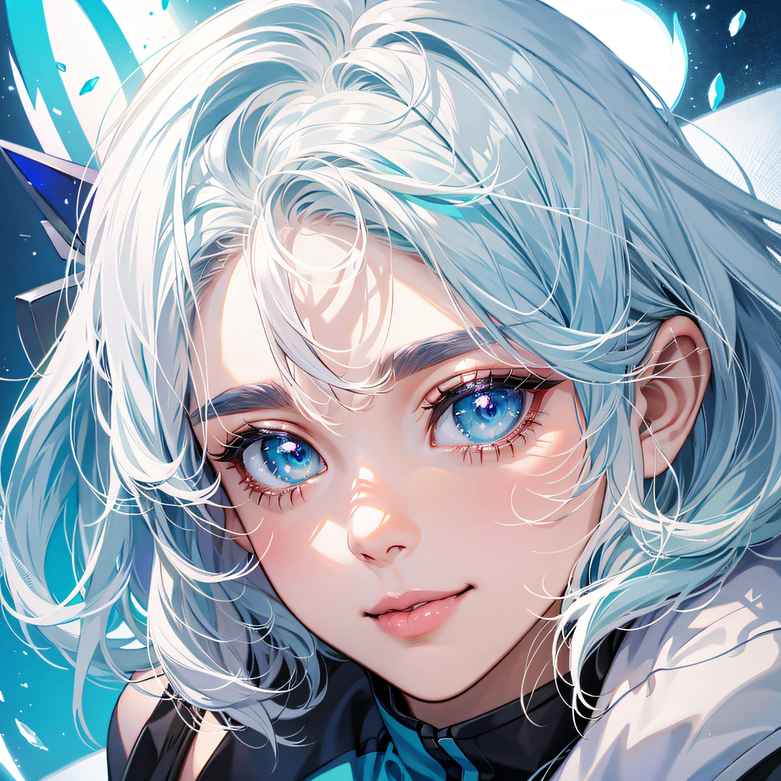 (32k anime+white hair:1.2),(portrait),(white background),(minimalism:0.7),Perspective composition,Close-up,The light and shadow expression is strong,More exposed,Match appropriate expressions and movements,Show charisma. --auto