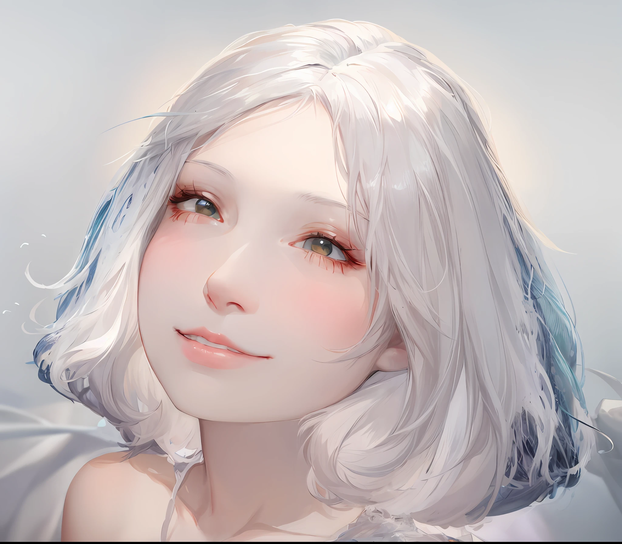 a close up of a woman with white hair and a white mask, beautiful character painting, guweiz, artwork in the style of guweiz, white haired deity, by Yang J, epic exquisite character art, stunning character art, by Fan Qi, by Wuzhun Shifan, guweiz on pixiv artstation