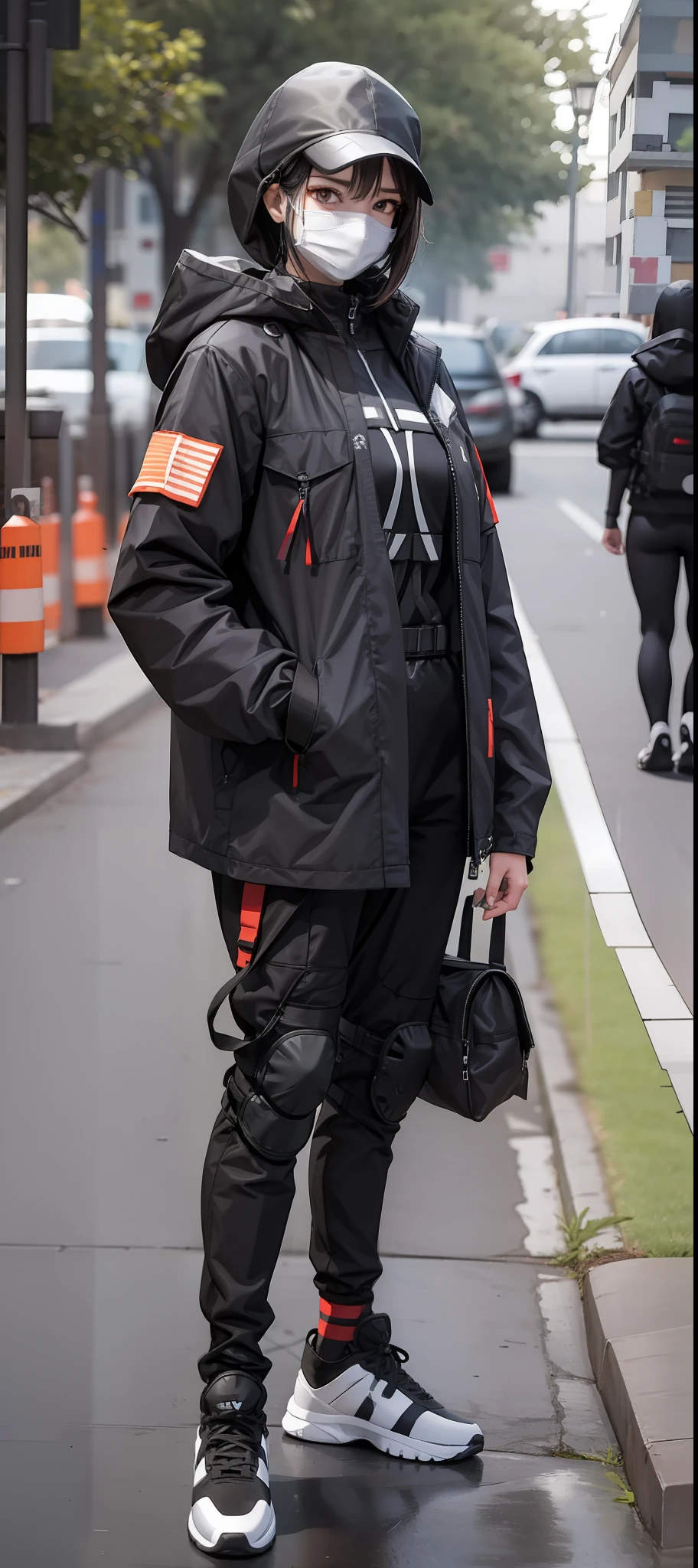 ,Techwear, corpo inteiro, ultra detalhado