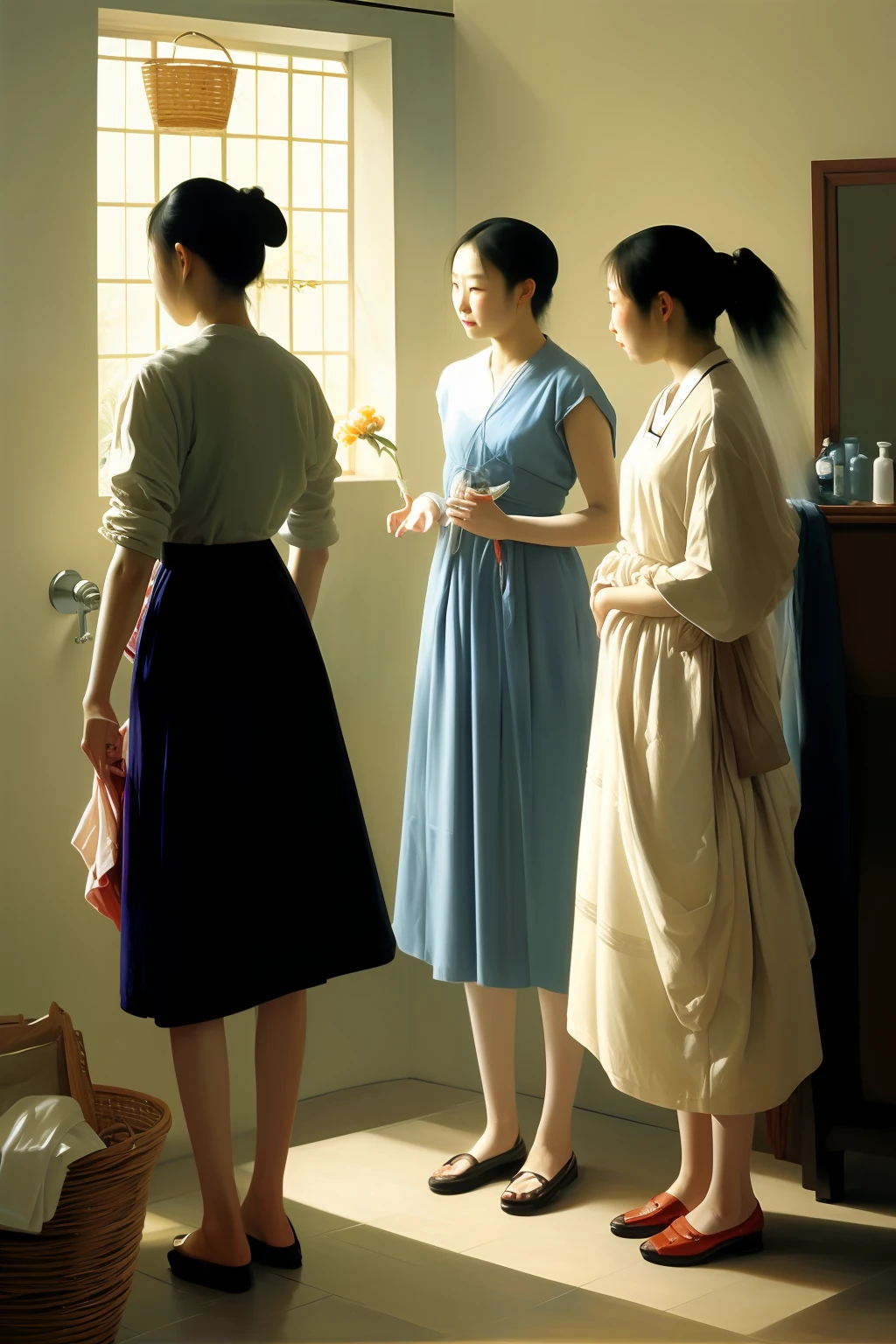 Li Yifei，浴室，taking a shower，Three people