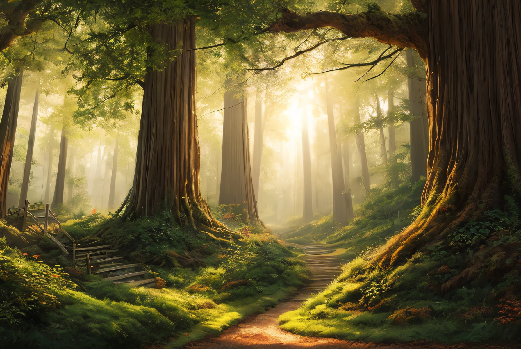 masterpiece, best quality, high quality, extremely detailed CG Unity 8k wallpaper, charming and dreamy forest scene, with redwoods, hidden fairytale valleys creating a sense of mysticism and charm, artstation, intricate, trendy, award-winning photography, bokeh, depth of field, HDR, bloom, chromatic aberration, photorealistic, extremely detailed, trend on artstation, trend on CGsociety, Intricate, with high detail,  dramatic, art halfway through