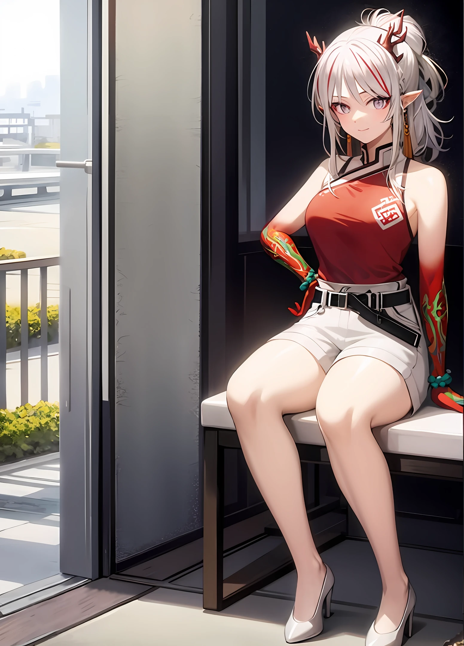 White hair,校服,animemanga girl