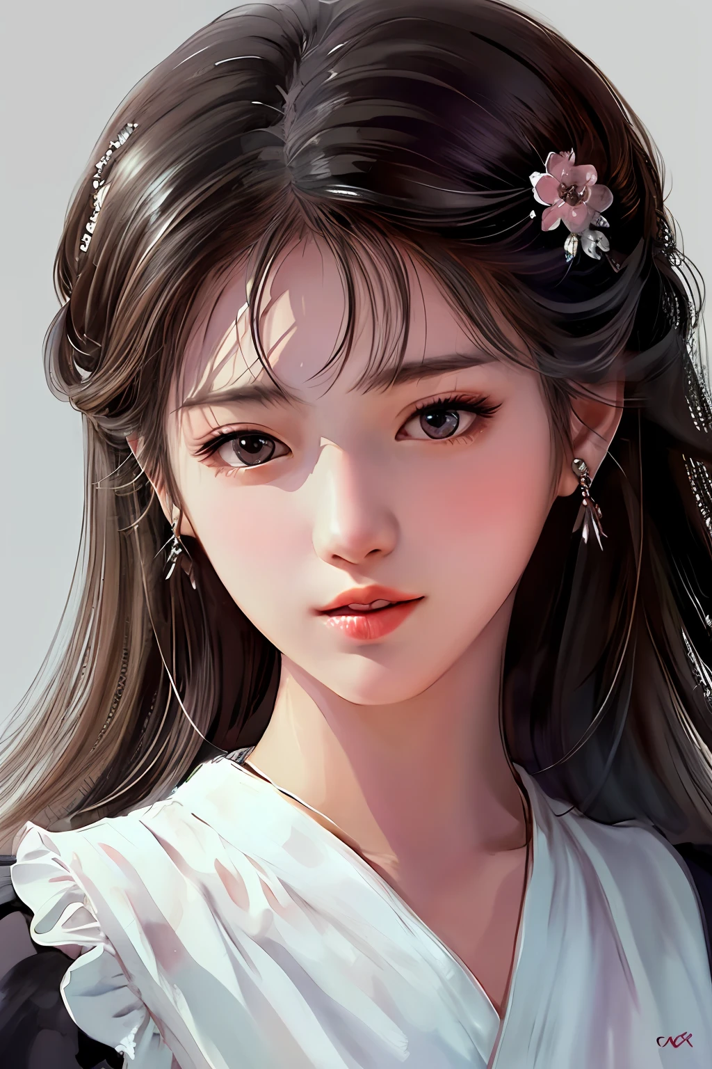 stechu,(white background:1.4), ((tachi-e)), original,(illustration:1.1),(best quality),(masterpiece:1.1),(extremely detailed CG unity 8k wallpaper:1.1), (colorful:0.9),(panorama shot:1.4),(solo:1.2), (ink splashing),(color splashing),((watercolor)), clear sharp focus,{ 1girl standing },((korean style )),flower background,outdoors,rocks, looking at viewer, make happy expressions,soft smile,pure,beautyfull detailed face and eyes,beautyfull intricacy clothing decorative pattern details, black hair,black eyes,colorwater
