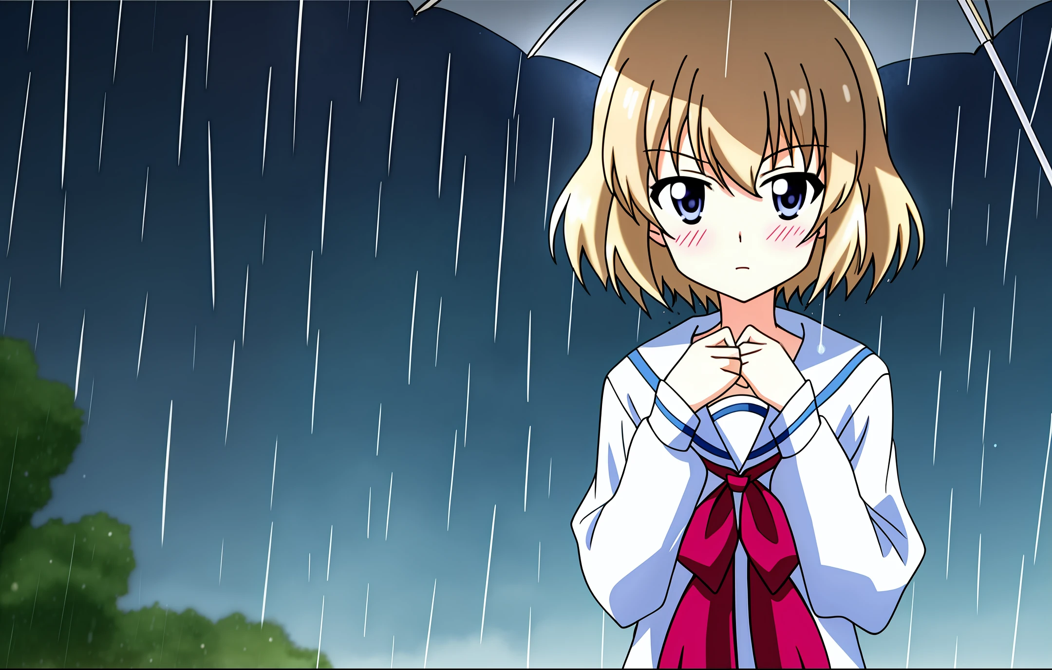 Anime shoujo in the rain