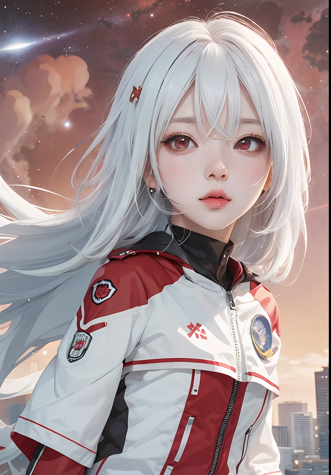 anime girl with white hair and red eyes in uniform, best anime 4k konachan wallpaper, anime style 4 k, anime visual of a cute girl, portrait anime space cadet girl, 4 k manga wallpaper, zero two, anime art wallpaper 8 k, badass anime 8 k, official artwork, anime art wallpaper 4 k, anime art wallpaper 4k