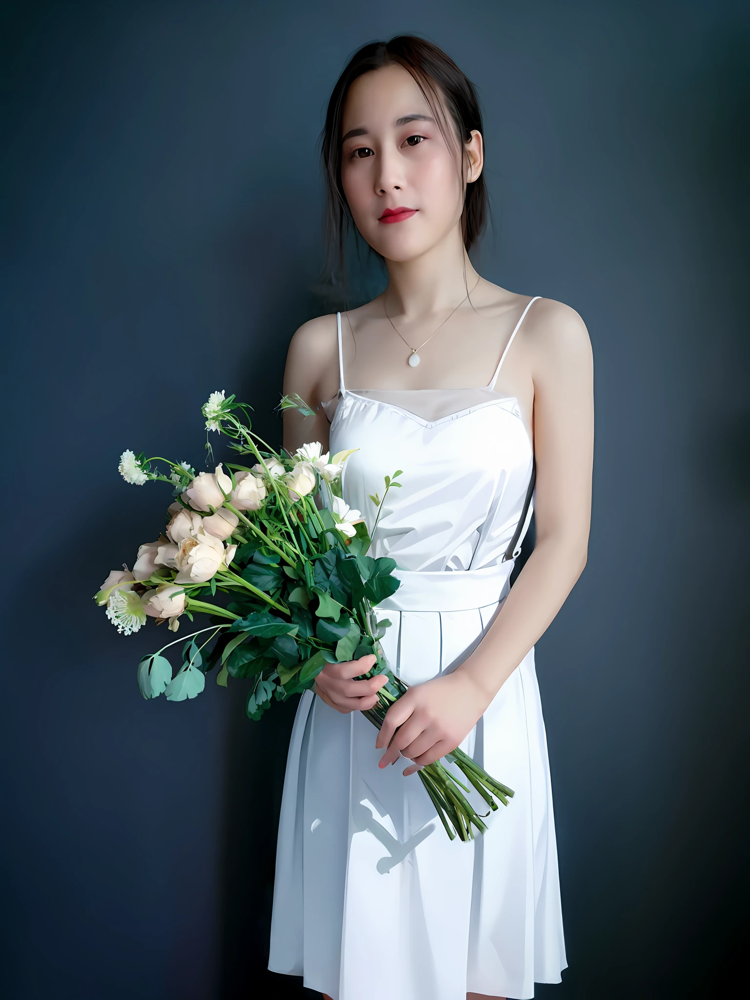 White suspenders,cropped shoulders,short skirt,k hd,high qulity,Colorful dress,