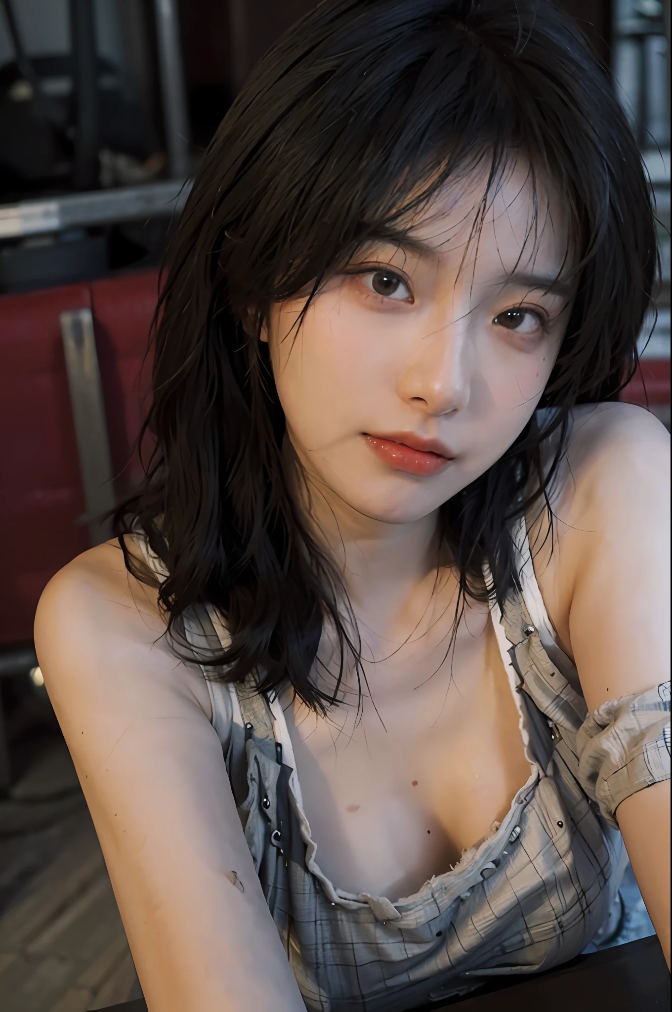 8K,Best quality, masterpiece, ultra high res, (photorealistic:1.4), raw photo, (Authentic skin texture:1.3), (film grain:1.3), (selfie angle),1girl,beautiful detailed eyes and face,masterpiece, best quality,close-up,upper bod,