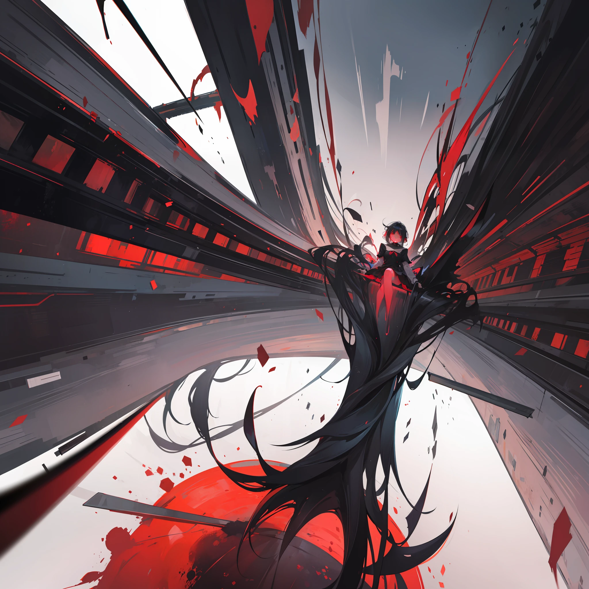 Abstract, performance art, overhead worldview, girly, horror, thriller, dark