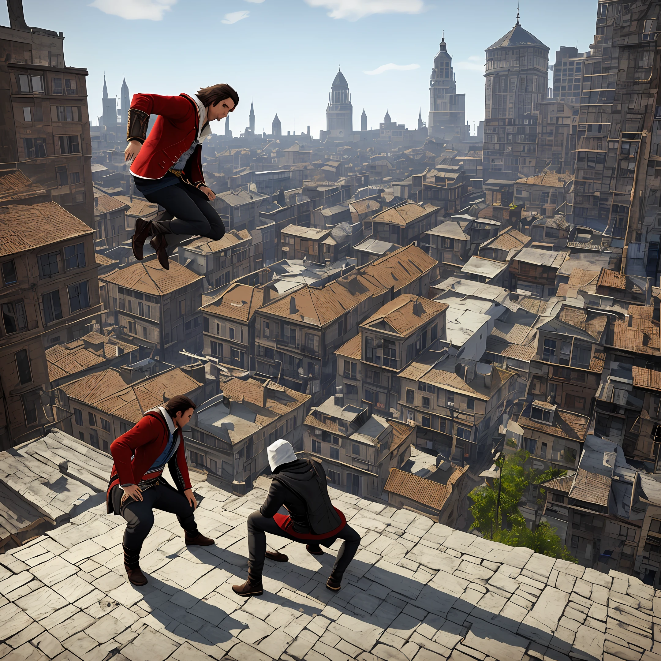 Ezio，Squat on one leg，The city of the future，Roof
