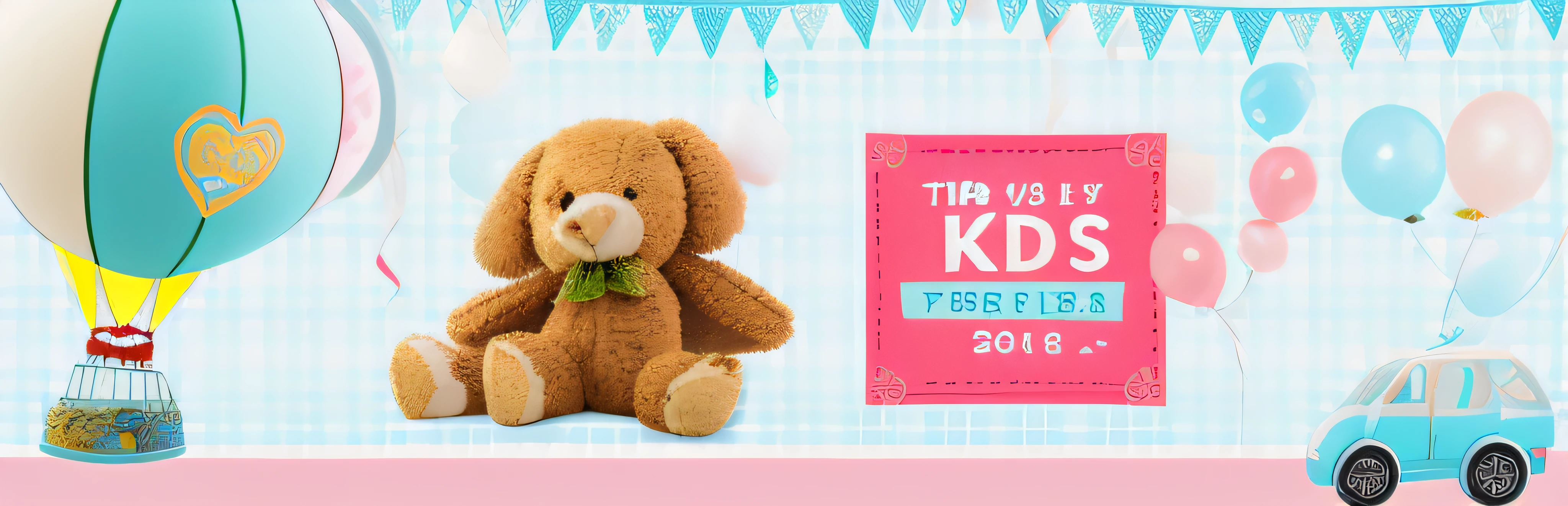 There are a bunch of toys and balloons on the wall, children's toy advertisement, toy commercial, promotional, kids toy, Children, kids toy, toy package, kids toy, promotional, kids toy, toy design, promo art, toys, child, promo image, toys, plushies, commercial photo of toys, children's, Banner, Gamine, plushies, ???