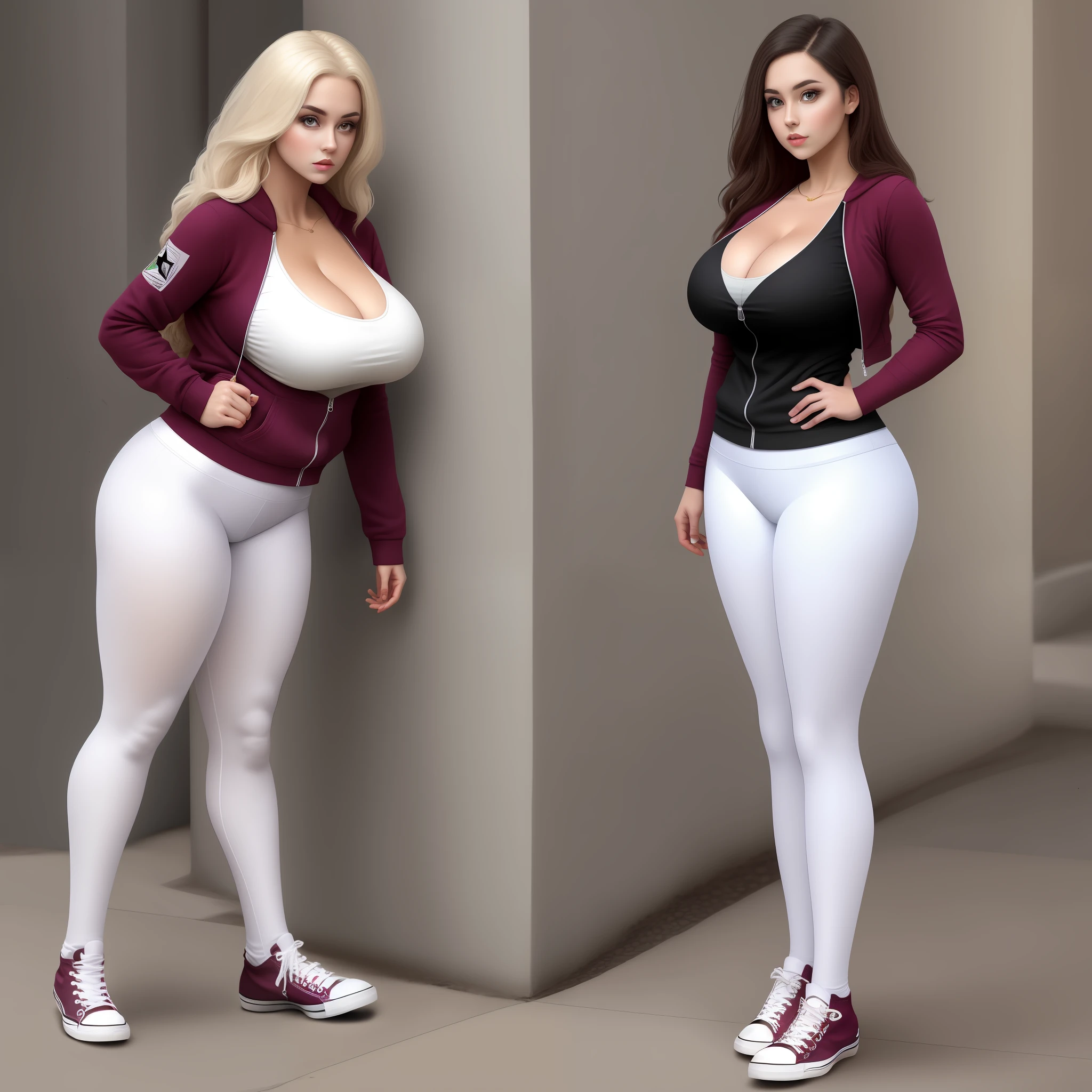 White tights,High Gang Converse,Lori huge breasts cleavage