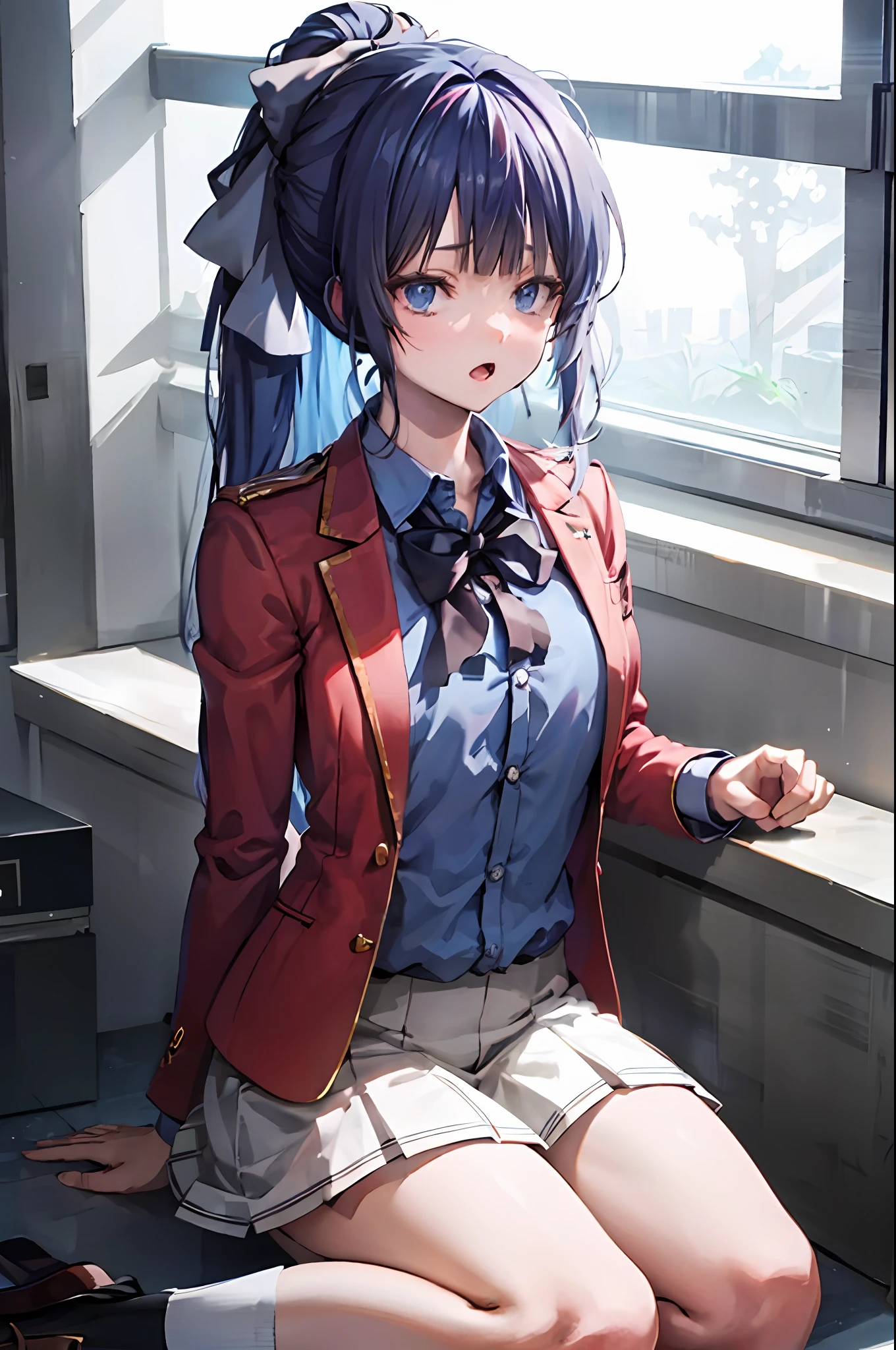 anime girl sitting on a window sill with her legs crossed, beautiful anime high school girl, attractive anime girl, beautiful anime girl, a hyperrealistic schoolgirl, seductive anime girl, young anime girl, anime style 4 k, cute anime girl, hyperrealistic schoolgirl, realistic anime 3 d style, anime girl, an anime girl, pretty anime girl, smooth anime cg art