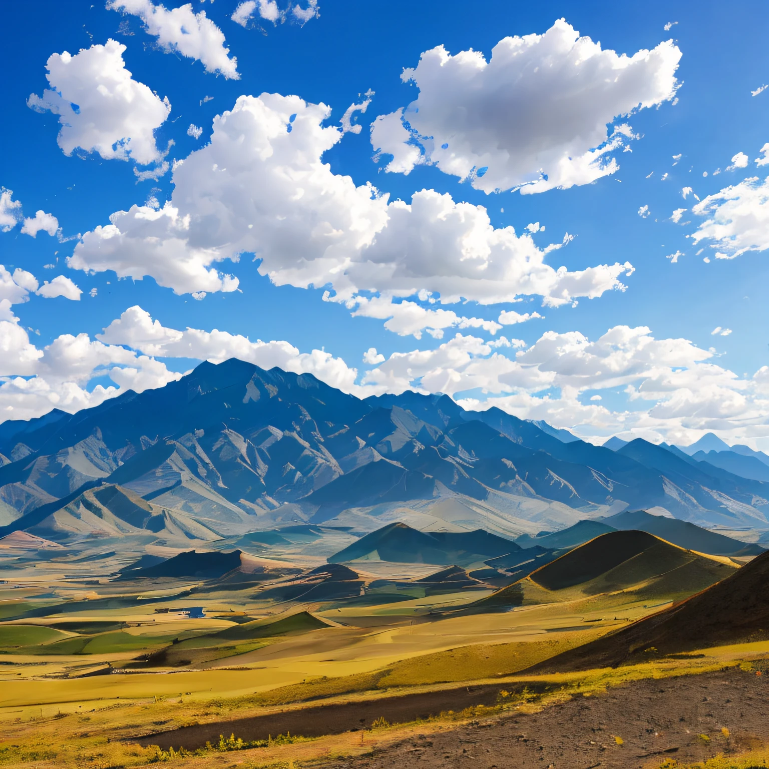 On the Tibetan Plateau,The Natural Resources Survey has three monitors,with blue sky and white clouds,There are five-star red flags,8K分辨率