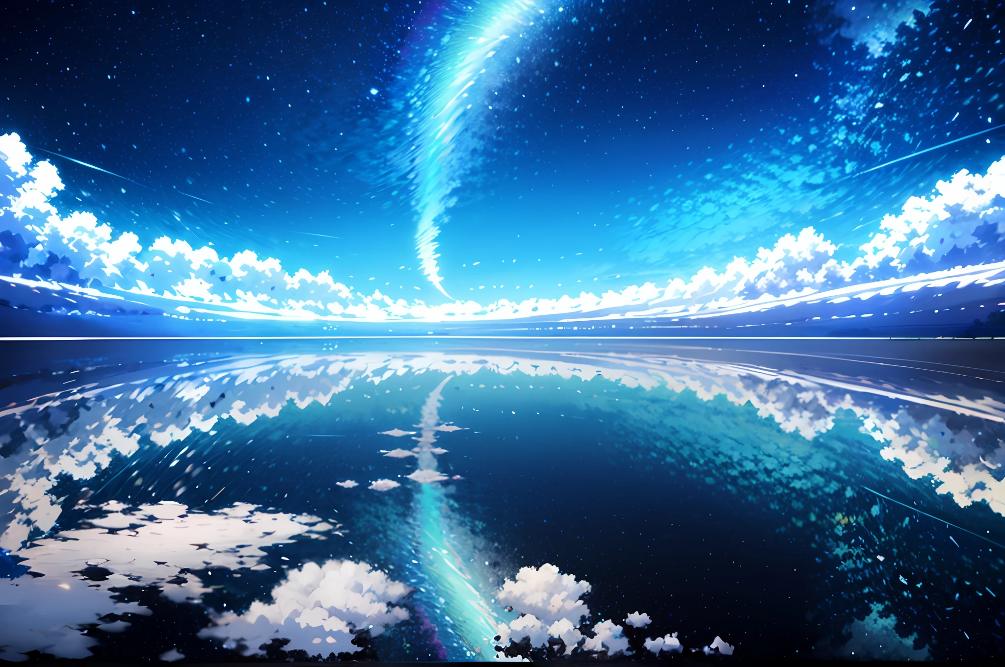 Chuva de meteoros, dim sky, starly sky, alta resolução, imagem detalhada, 4k, anime realista
