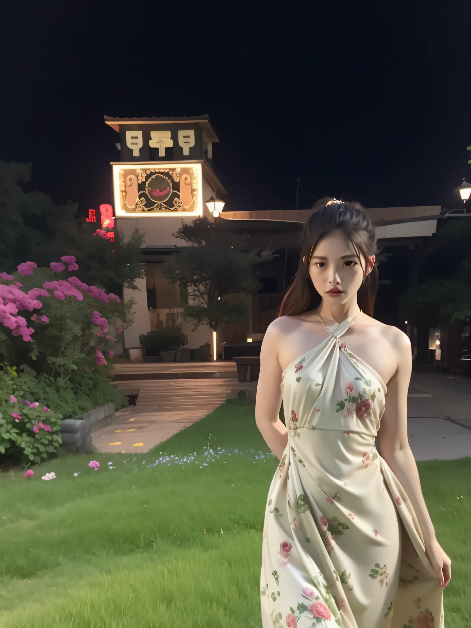 arafed woman in a dress standing in a grassy area, wenfei ye, mingchen shen, xintong chen, shaxi, yuxiang chen, Gemma Chen, lulu chen, Cheongsam, 2 0 2 0 fashion, Wu Liu, Chen Zezhou, Dressed in elegant dresses, photoshoot, xue han, inspired by Chen Chi, beautiful aesthetic --auto