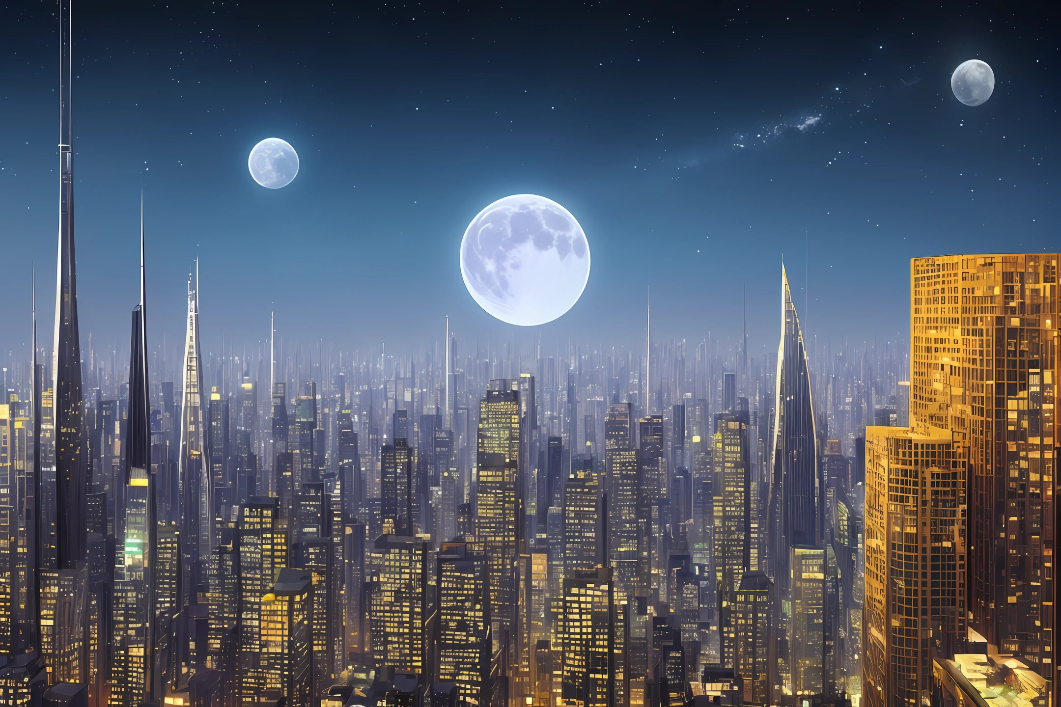 Near Future City、Masterpieces in detail、Near future scenery、AI society、digital、network、Cyber Design、Sky City、Close to space、a moon、