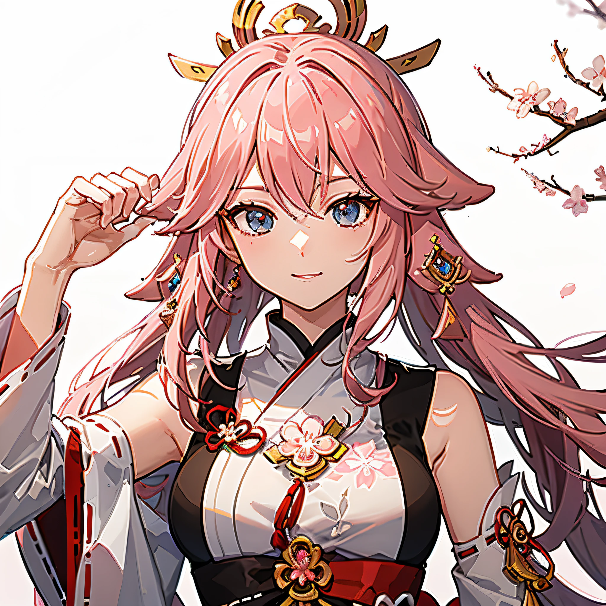 Genshin Yae Miko portrait two-dimensional cute cherry blossom --auto